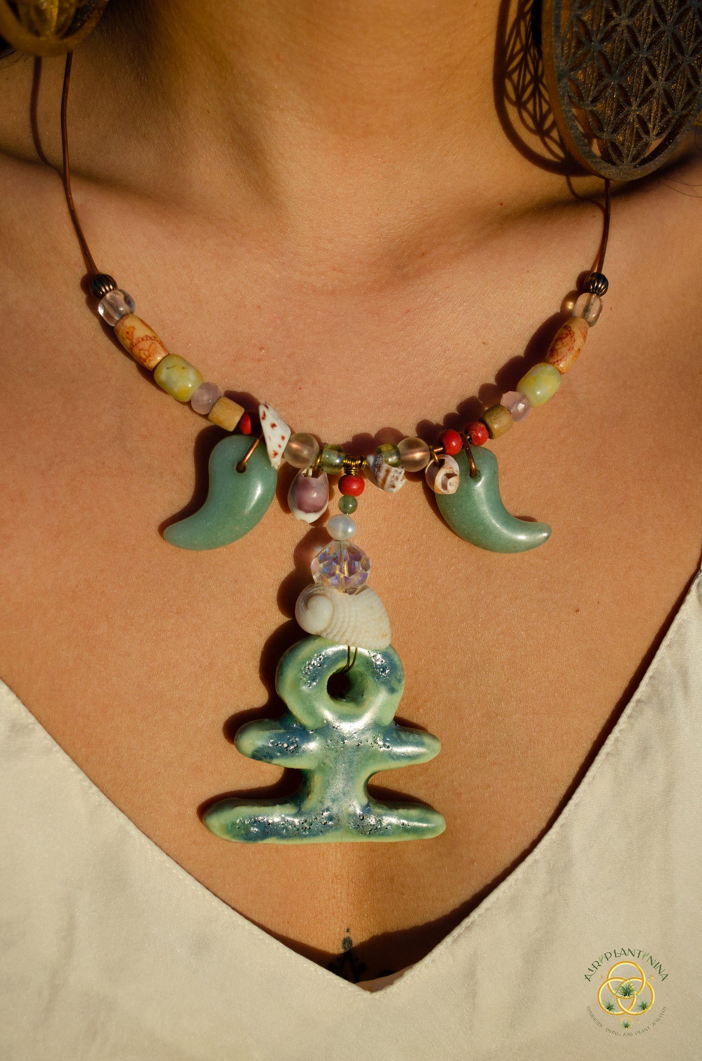 "Ankhor" Ankanji Ceramic Crystal Necklace ~ Grounding ~ Ankh, Heaven and Earth V1, V2, V3