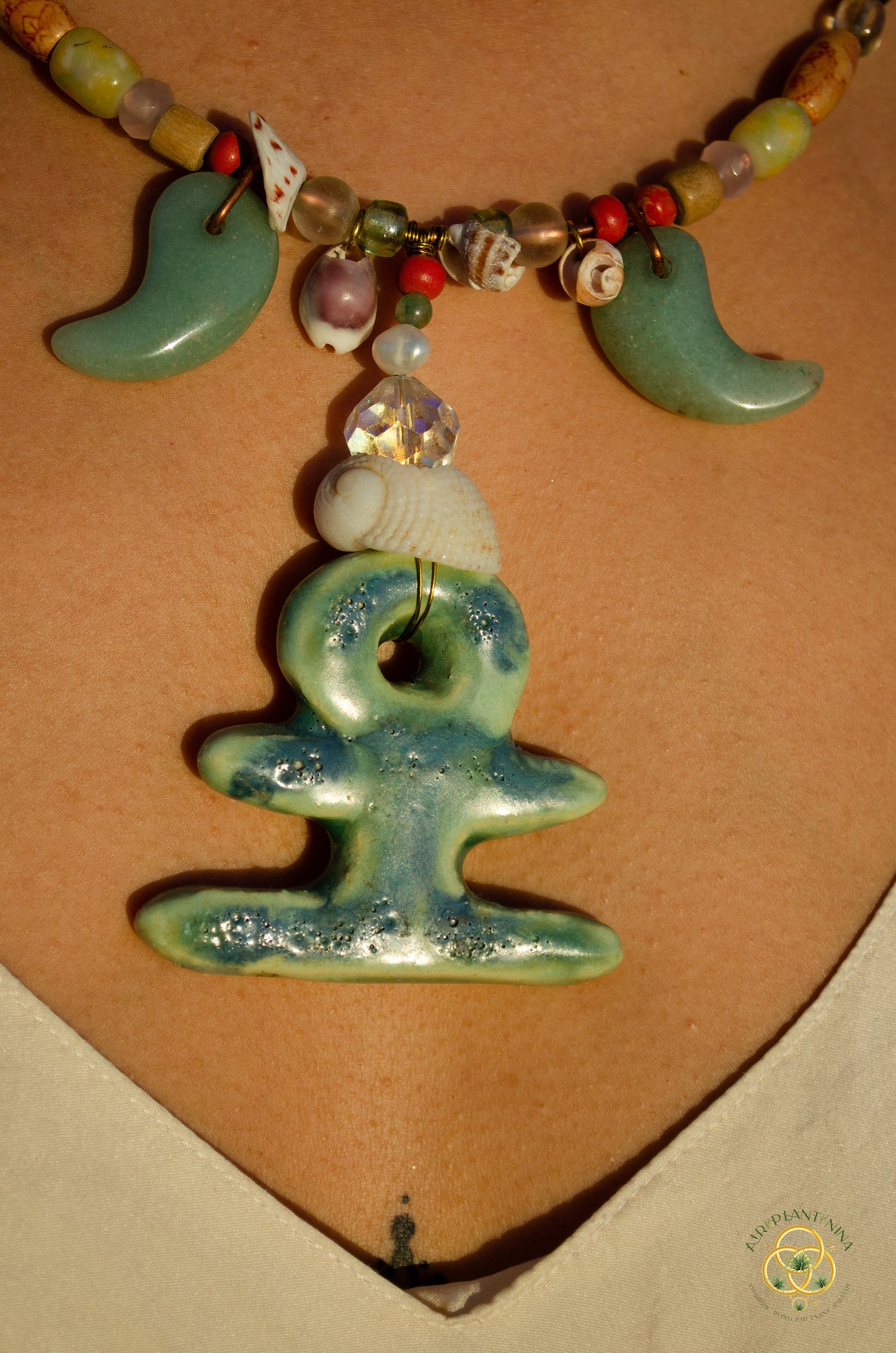 "Ankhor" Ankanji Ceramic Crystal Necklace ~ Grounding ~ Ankh, Heaven and Earth V1, V2, V3