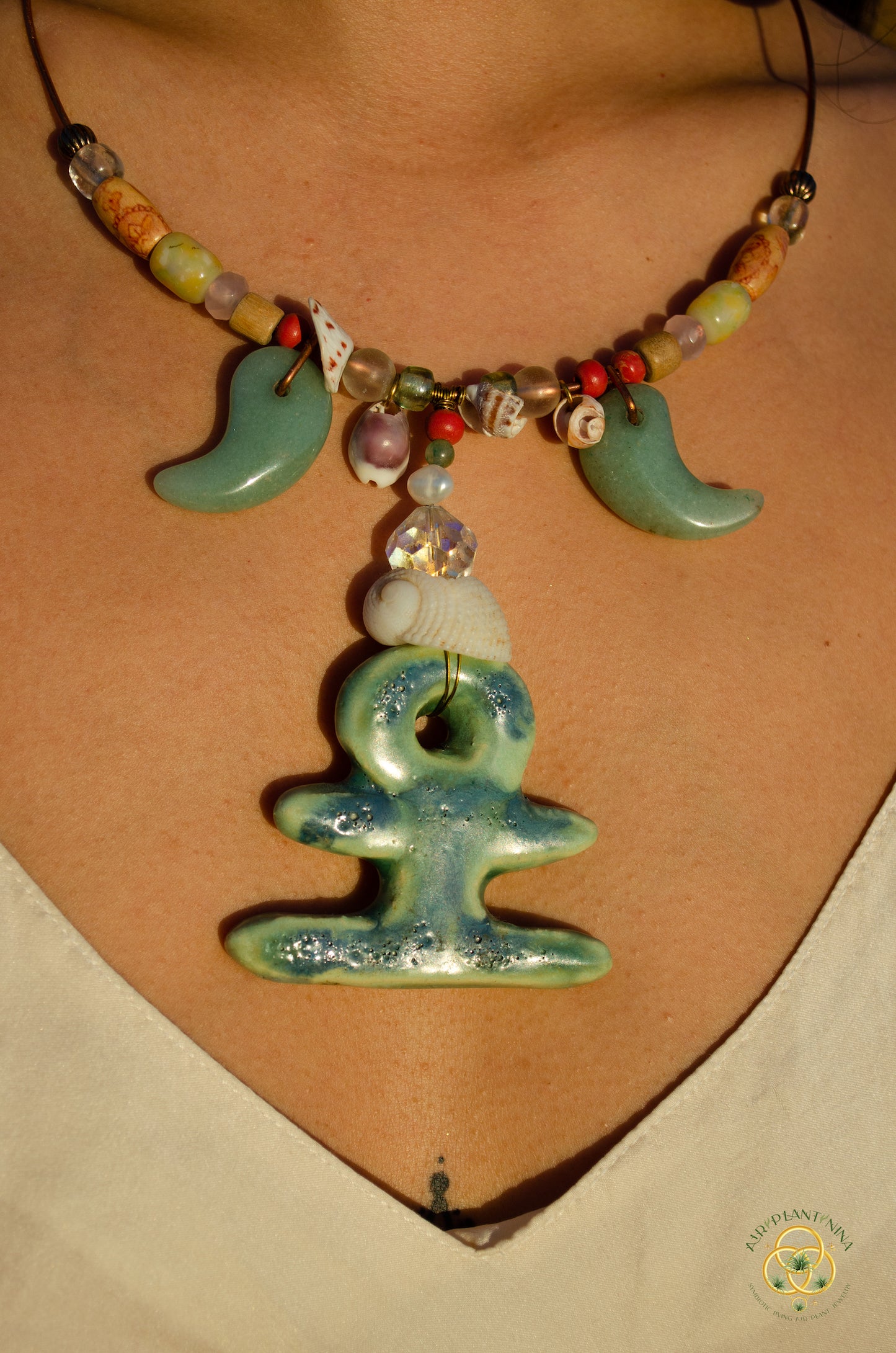"Ankhor" Ankanji Ceramic Crystal Necklace ~ Grounding ~ Ankh, Heaven and Earth V1, V2, V3