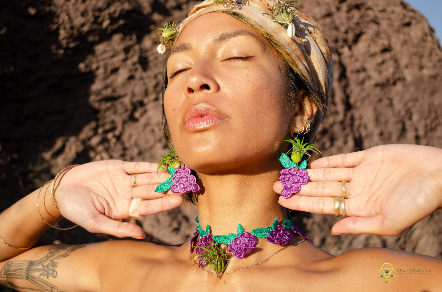 Air Plant Choker Pendant  ~  Fruity Chokers + Earrings Set (Cherry, Grape, Banana, Watermelon, Strawberry)))