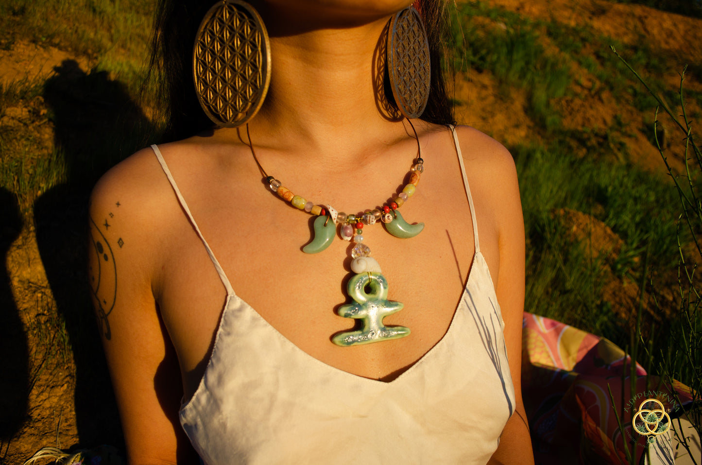 "Ankhor" Ankanji Ceramic Crystal Necklace ~ Grounding ~ Ankh, Heaven and Earth V1, V2, V3