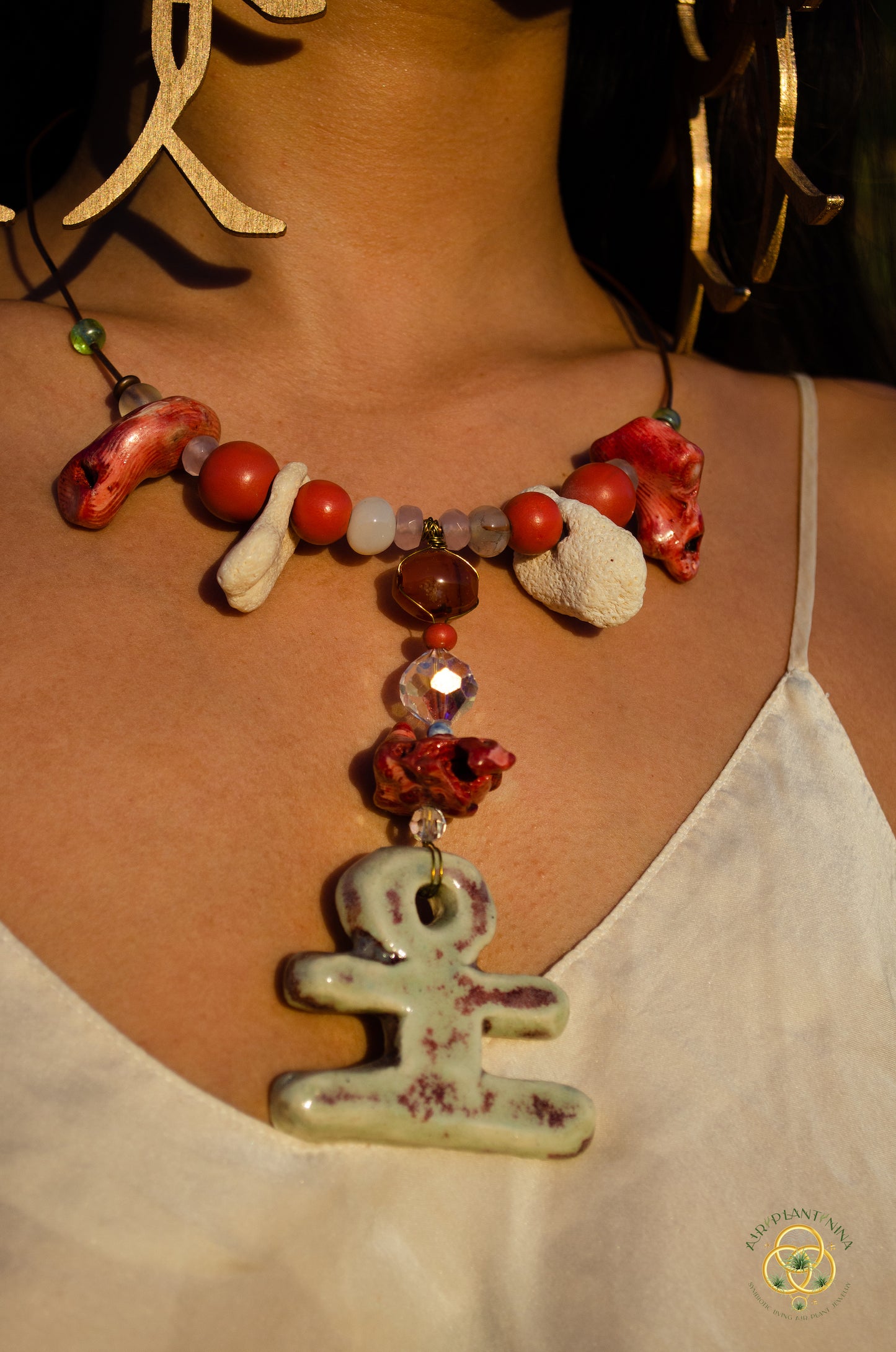 "Ankhor" Ankanji Ceramic Crystal Necklace ~ Grounding ~ Ankh, Heaven and Earth V1, V2, V3