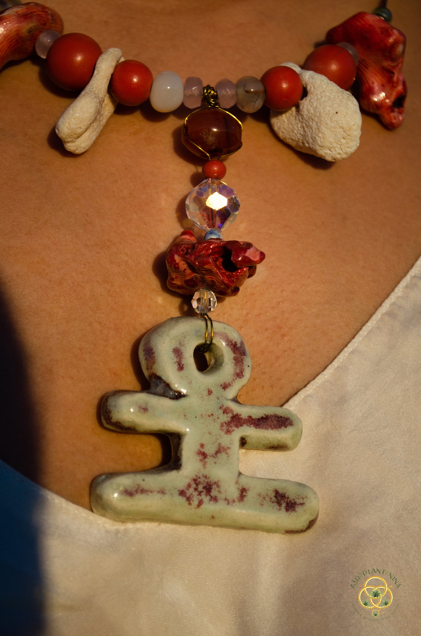 "Ankhor" Ankanji Ceramic Crystal Necklace ~ Grounding ~ Ankh, Heaven and Earth V1, V2, V3
