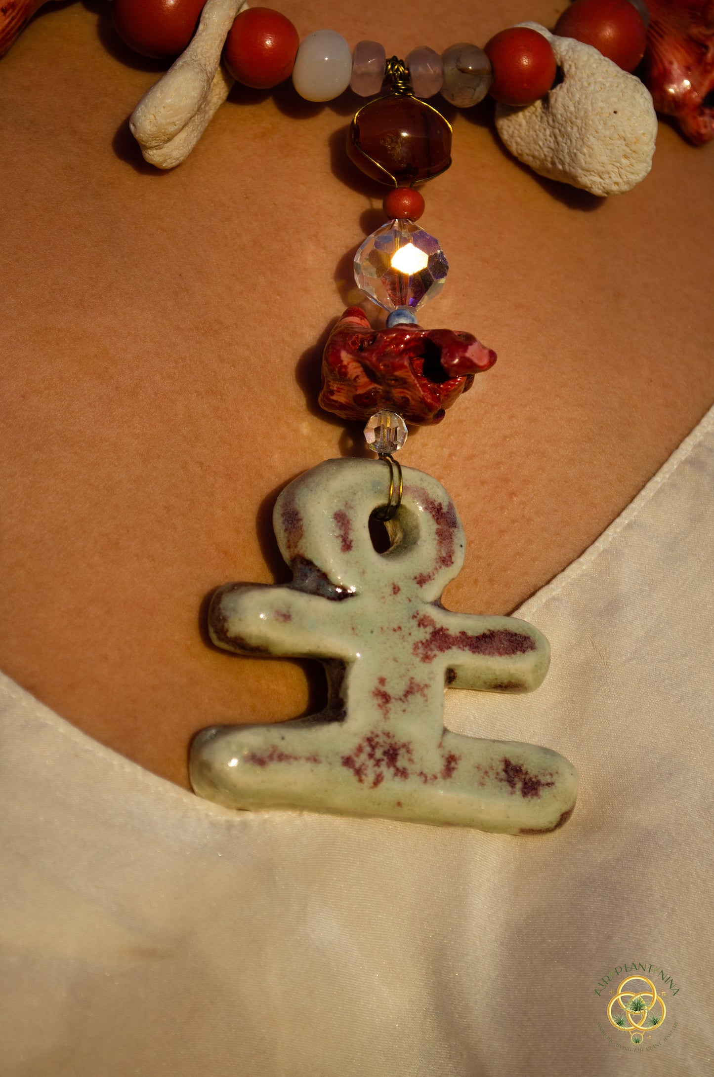 "Ankhor" Ankanji Ceramic Crystal Necklace ~ Grounding ~ Ankh, Heaven and Earth V1, V2, V3