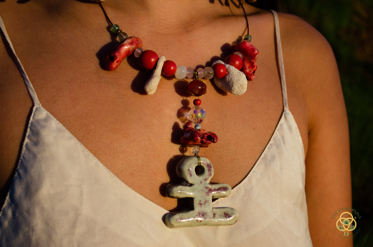 "Ankhor" Ankanji Ceramic Crystal Necklace ~ Grounding ~ Ankh, Heaven and Earth V1, V2, V3