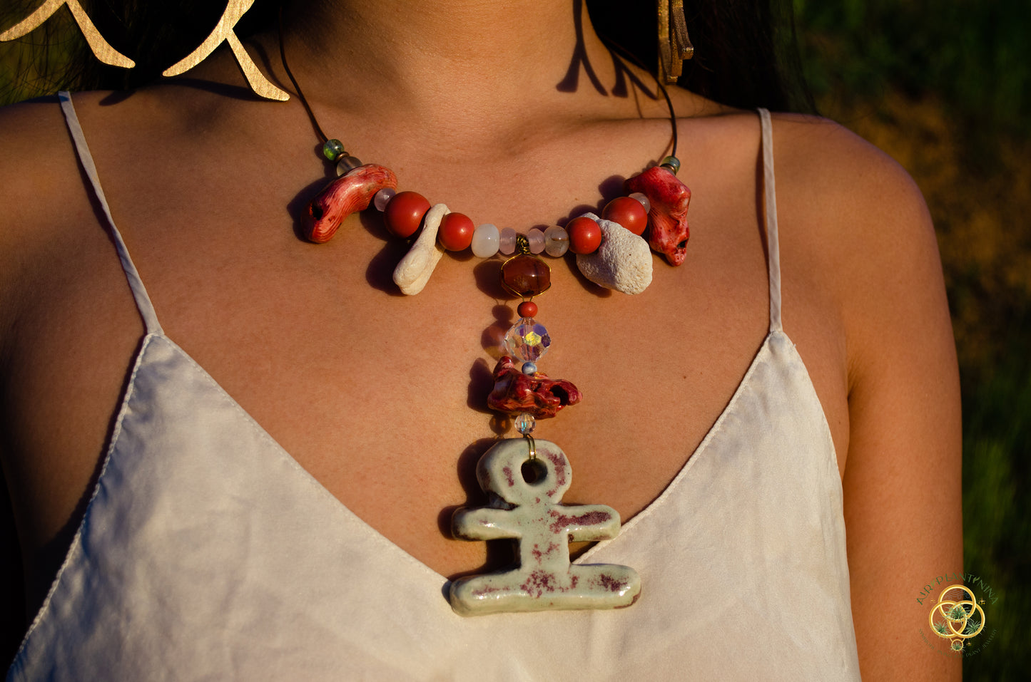 "Ankhor" Ankanji Ceramic Crystal Necklace ~ Grounding ~ Ankh, Heaven and Earth V1, V2, V3