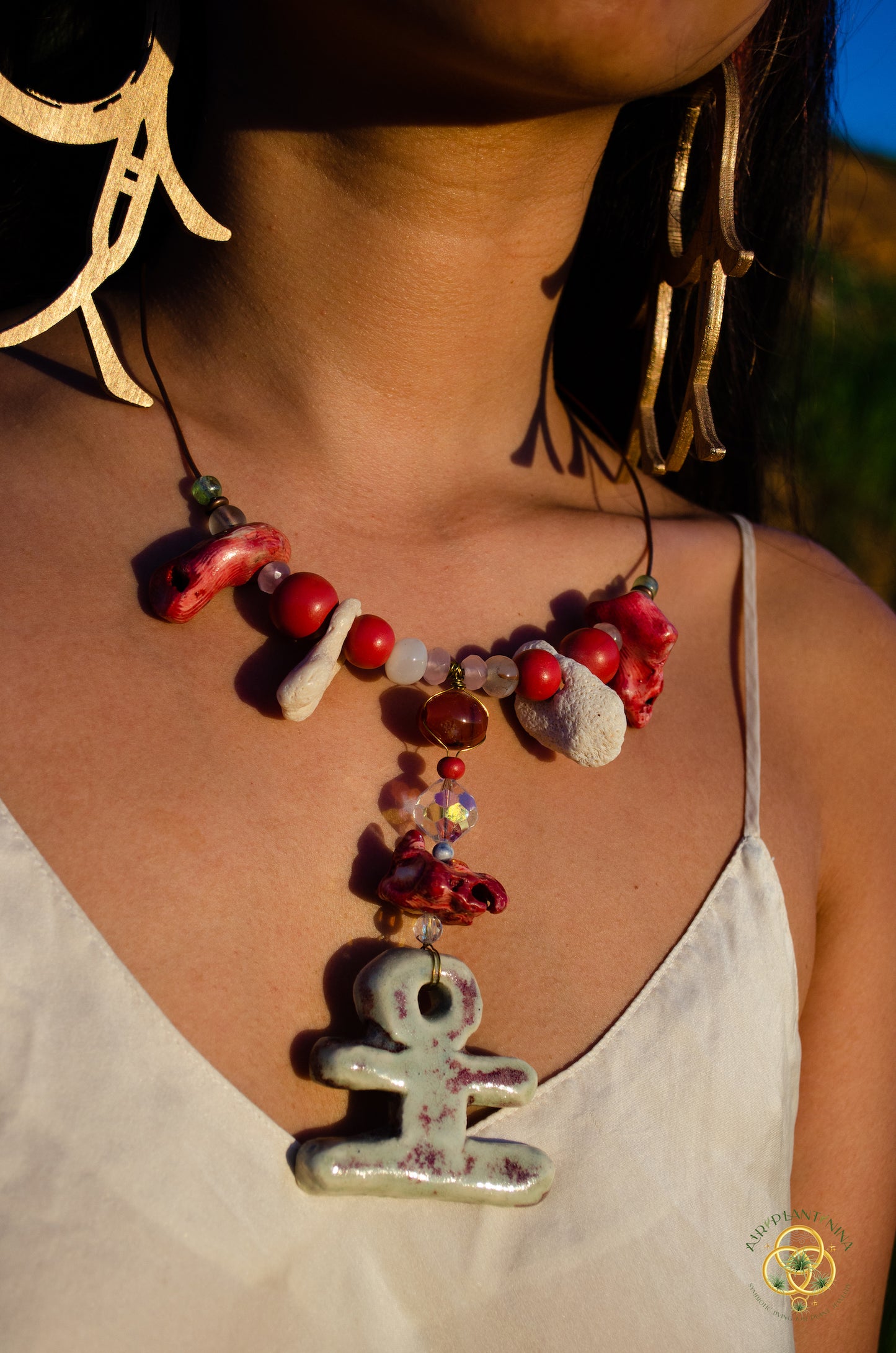 "Ankhor" Ankanji Ceramic Crystal Necklace ~ Grounding ~ Ankh, Heaven and Earth V1, V2, V3