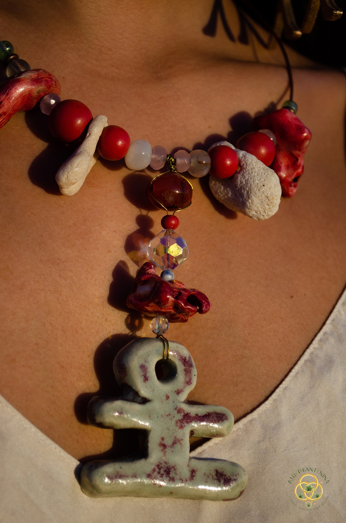 "Ankhor" Ankanji Ceramic Crystal Necklace ~ Grounding ~ Ankh, Heaven and Earth V1, V2, V3