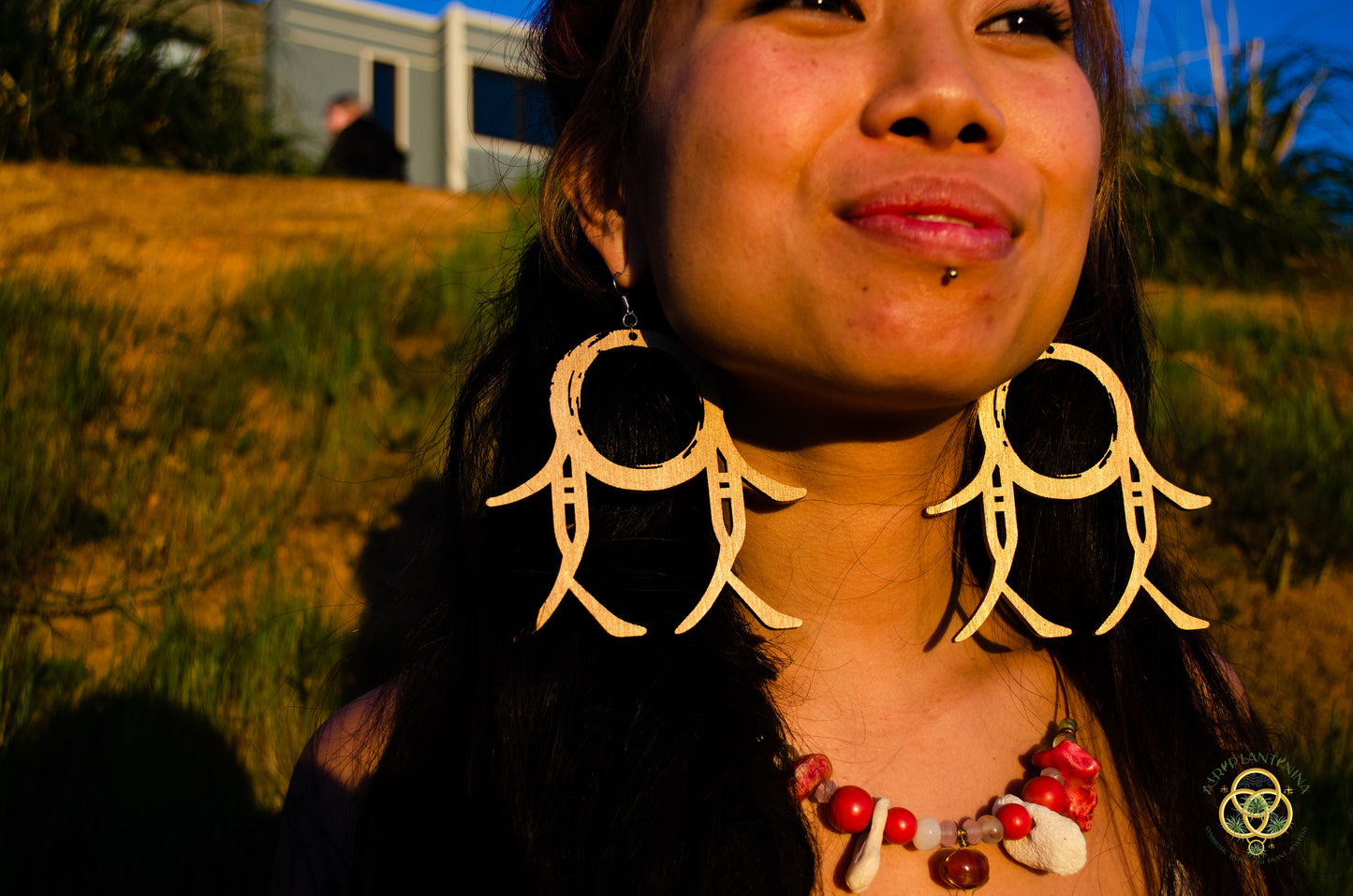 CommuniTree ~ Ankanji Key Code Light Language Wooden Earrings