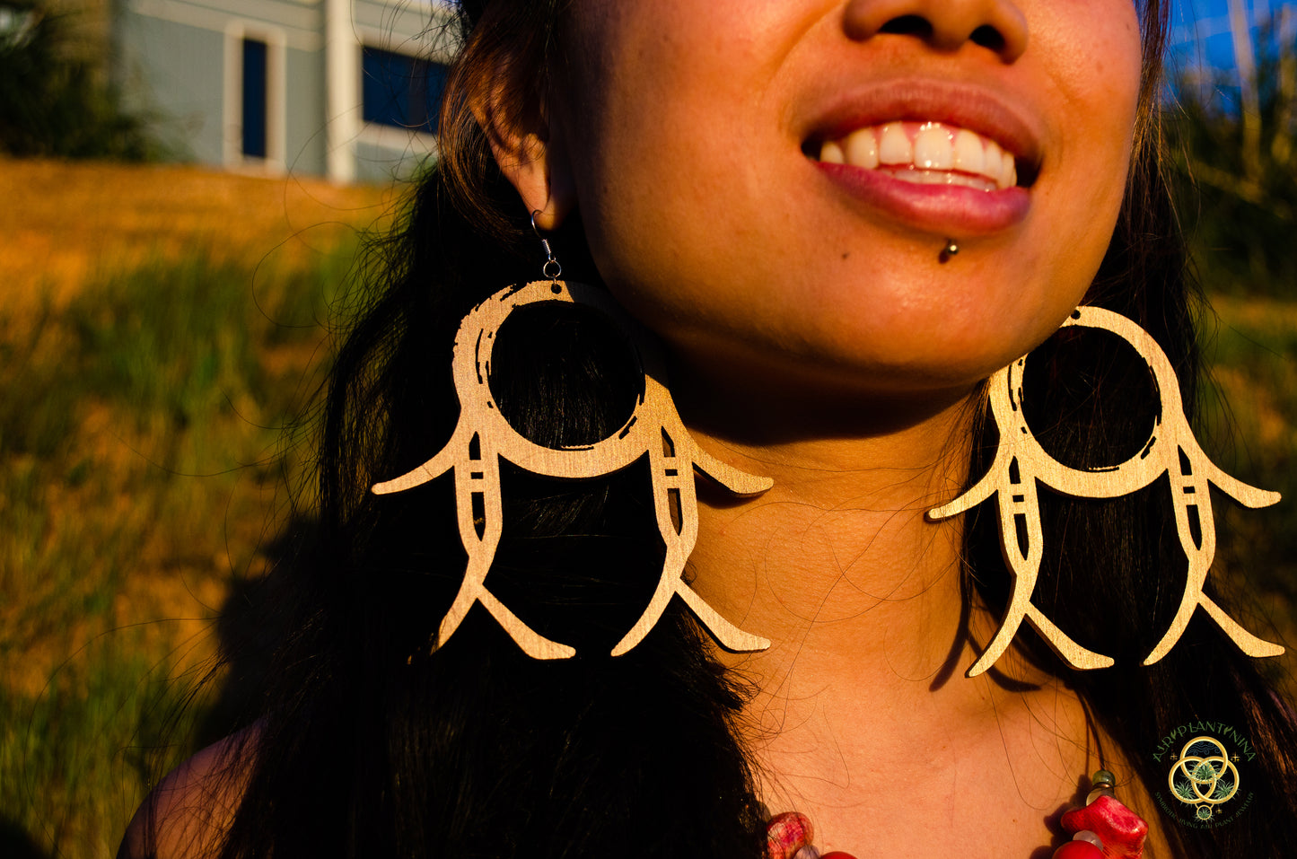 CommuniTree ~ Ankanji Key Code Light Language Wooden Earrings