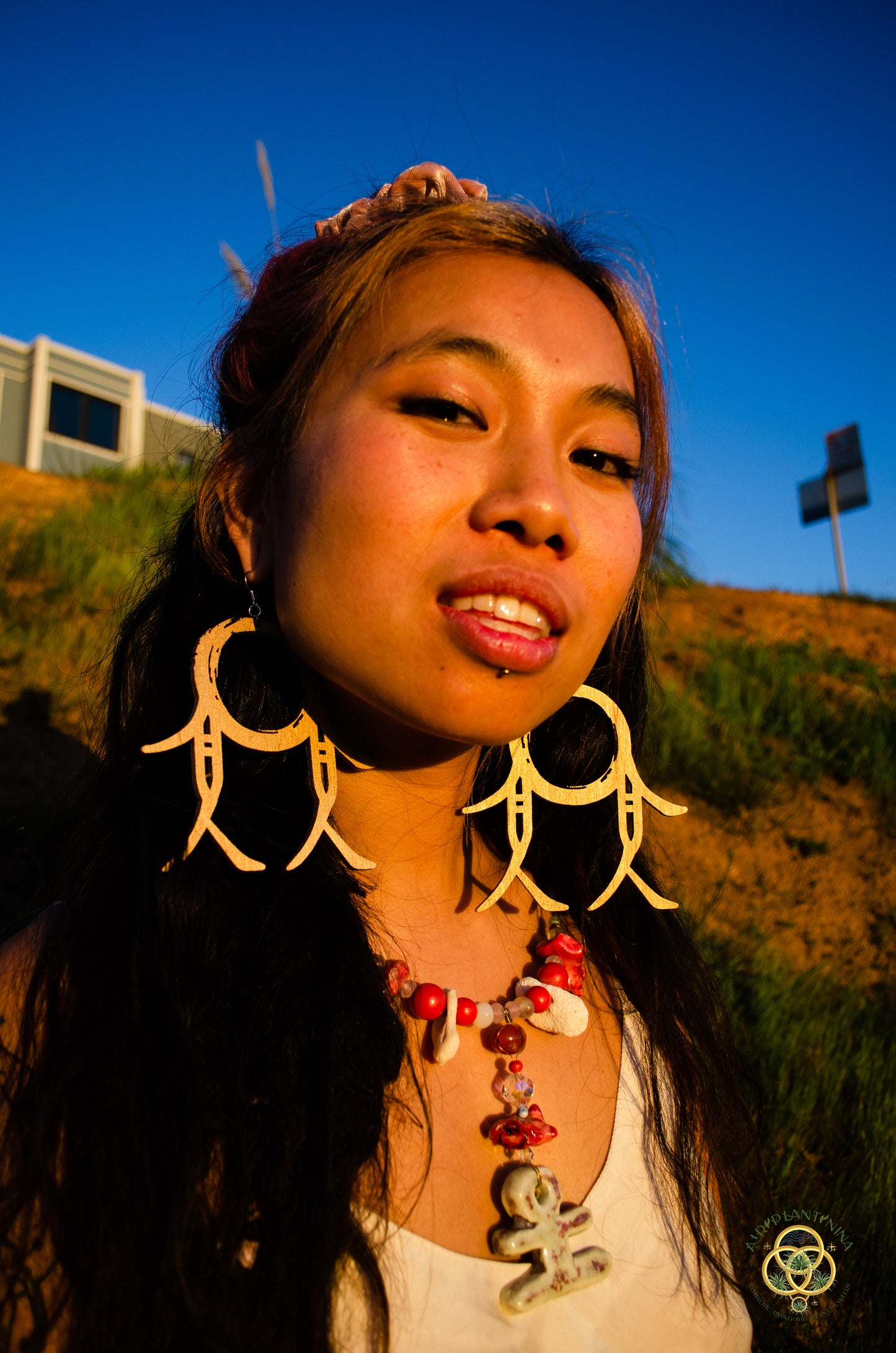 CommuniTree ~ Ankanji Key Code Light Language Wooden Earrings