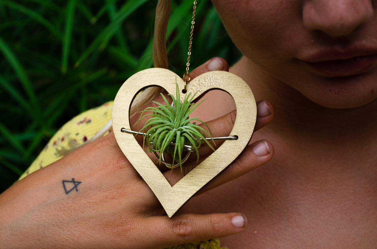 Wood Air Plant Earrings Heart, Moon, Circle, I-Ching Octagon