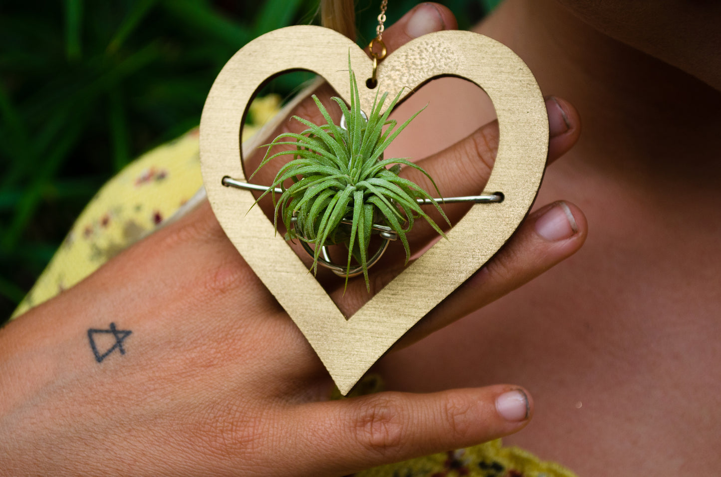 Wood Air Plant Earrings Heart, Moon, Circle, I-Ching Octagon