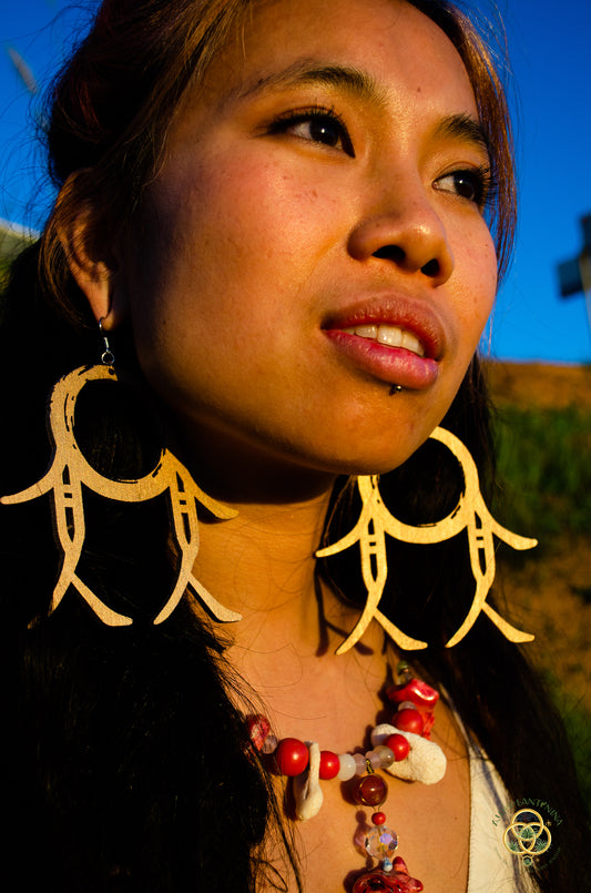 CommuniTree ~ Ankanji Key Code Light Language Wooden Earrings