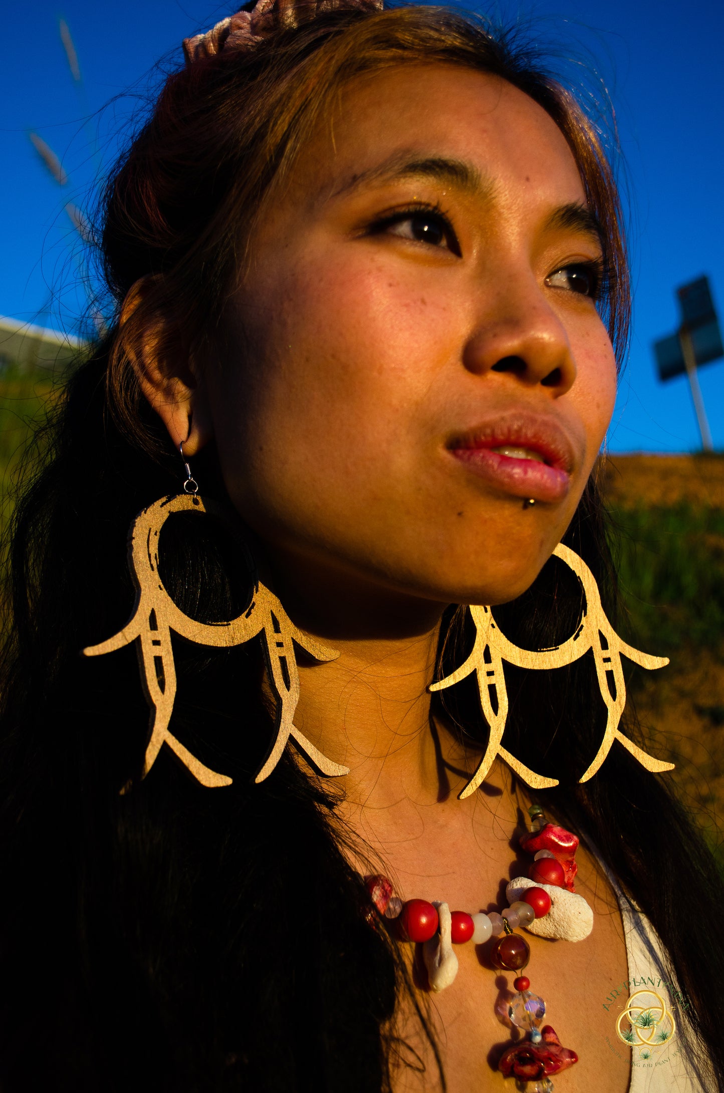 CommuniTree ~ Ankanji Key Code Light Language Wooden Earrings