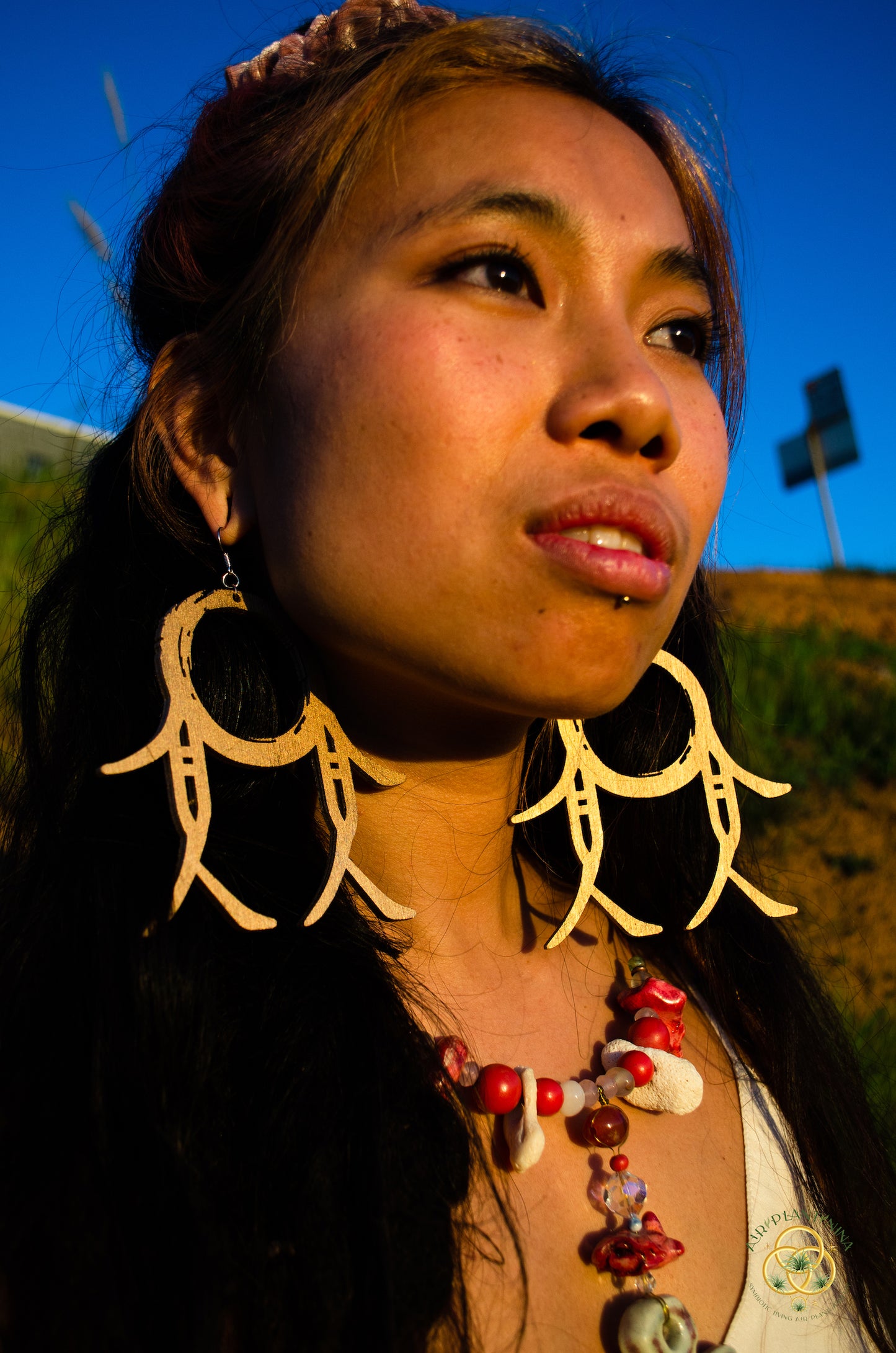 CommuniTree ~ Ankanji Key Code Light Language Wooden Earrings