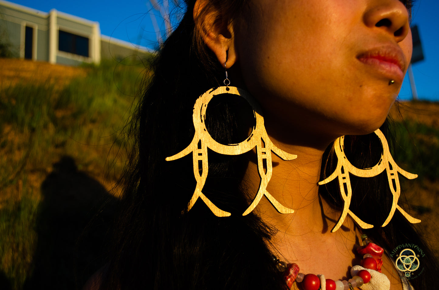 CommuniTree ~ Ankanji Key Code Light Language Wooden Earrings