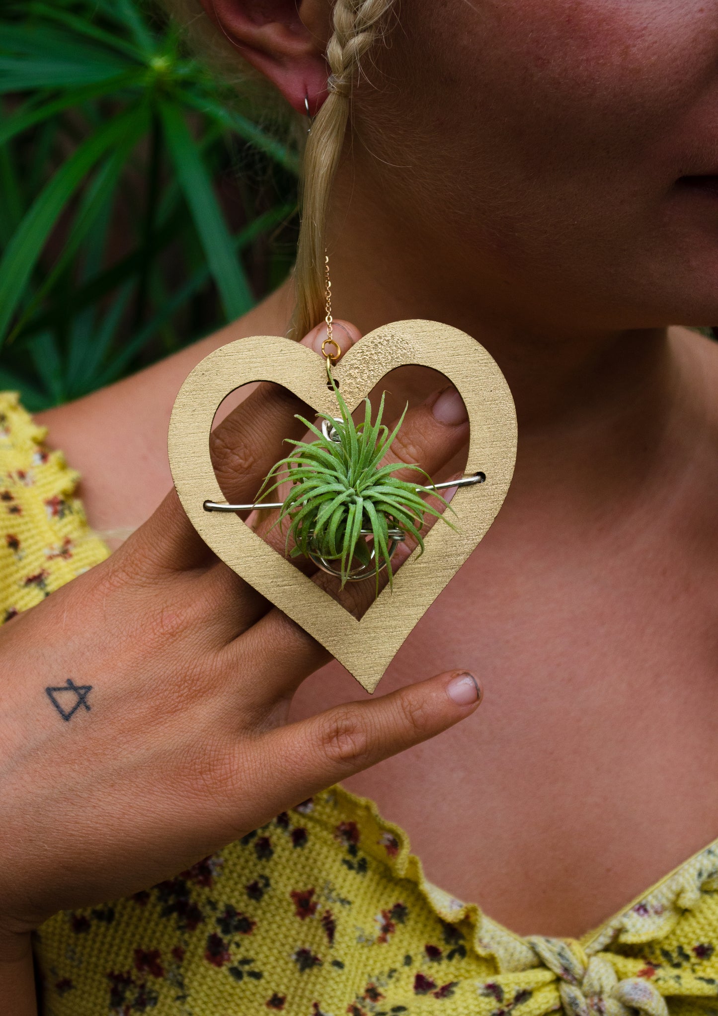 Wood Air Plant Earrings Heart, Moon, Circle, I-Ching Octagon