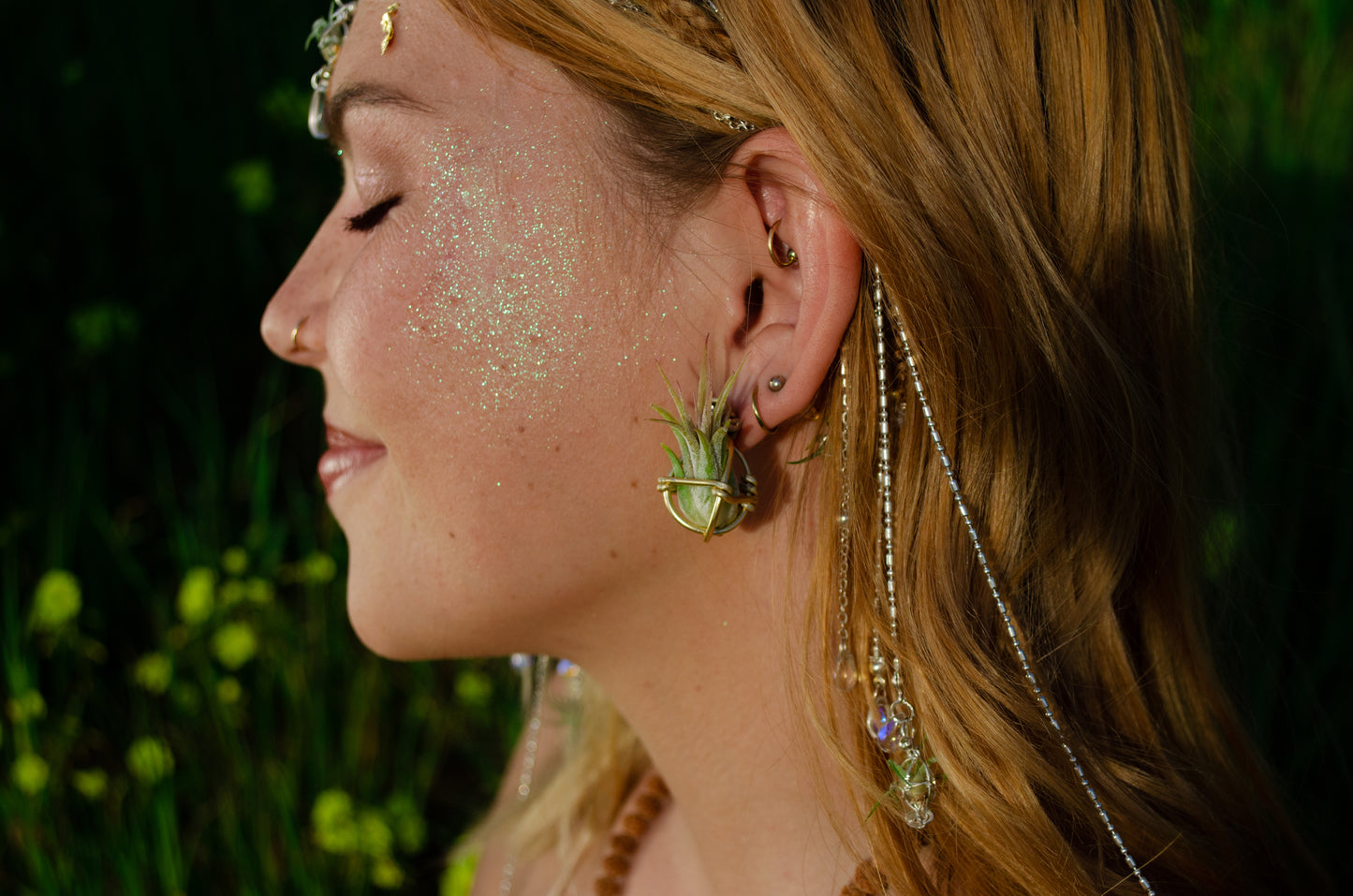 Air Plant Orb Stud Earrings Dainty & Cute