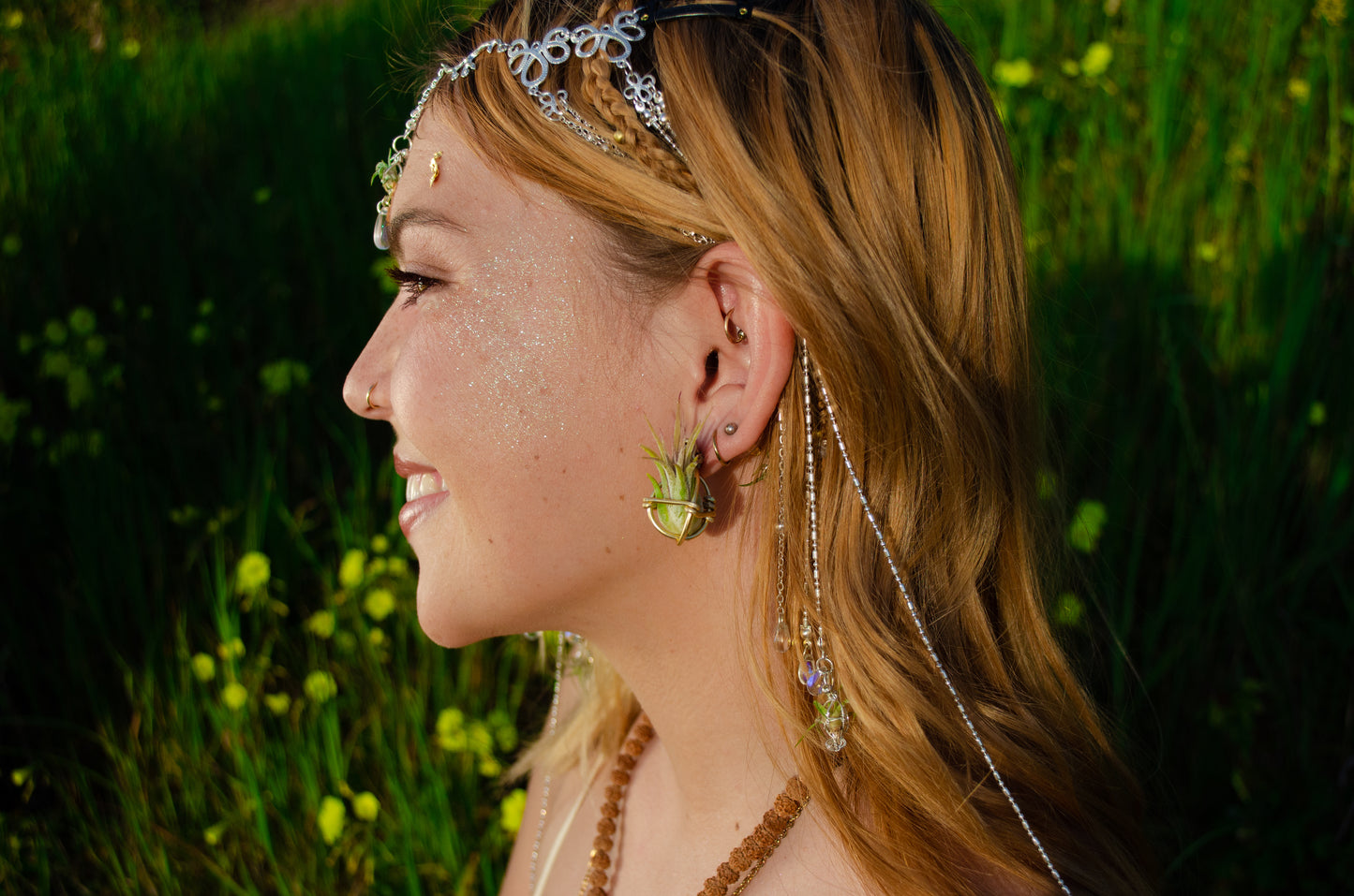 Air Plant Orb Stud Earrings Dainty & Cute