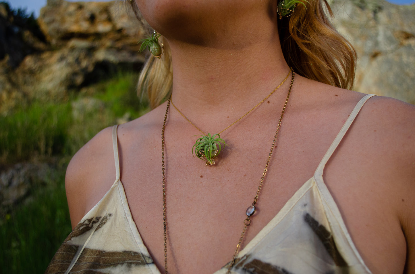 Minimalist 14K Gold Air Plant Orb Pendant ~ Dainty