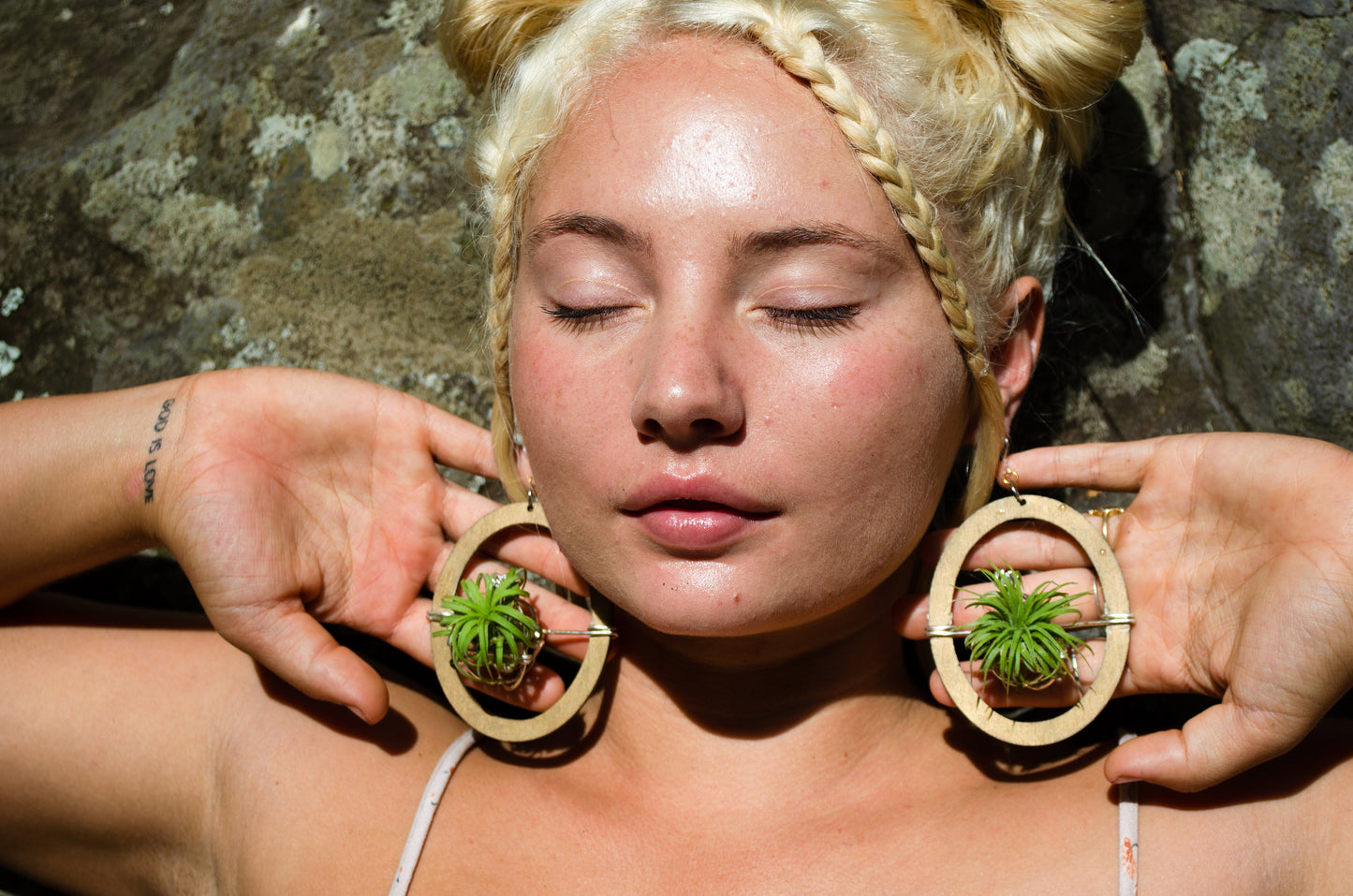 Wood Air Plant Earrings Heart, Moon, Circle, I-Ching Octagon