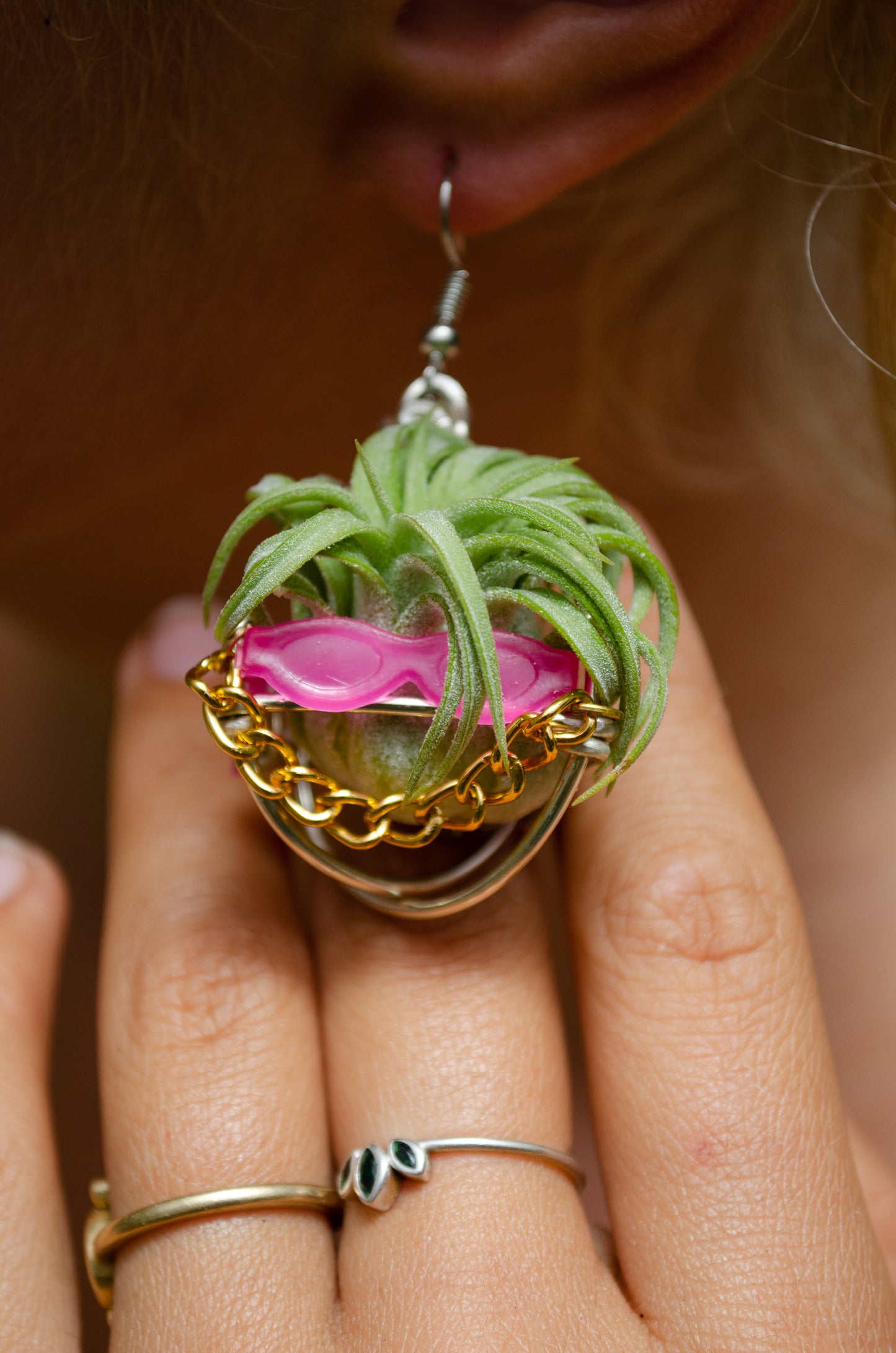 Kawaii Cool Cat Air Plant Earrings ~ Hip Hop Sunglasses Character Earrings