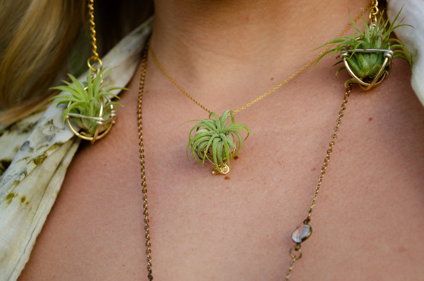 Minimalist 14K Gold Air Plant Orb Pendant ~ Dainty