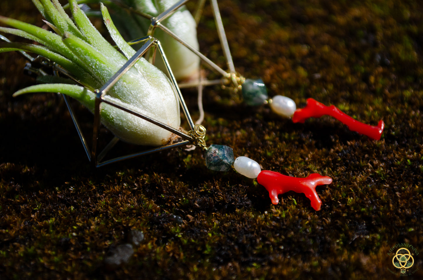 Buddha Air Plant Earrings ~ Diamond Octahedron Earrings