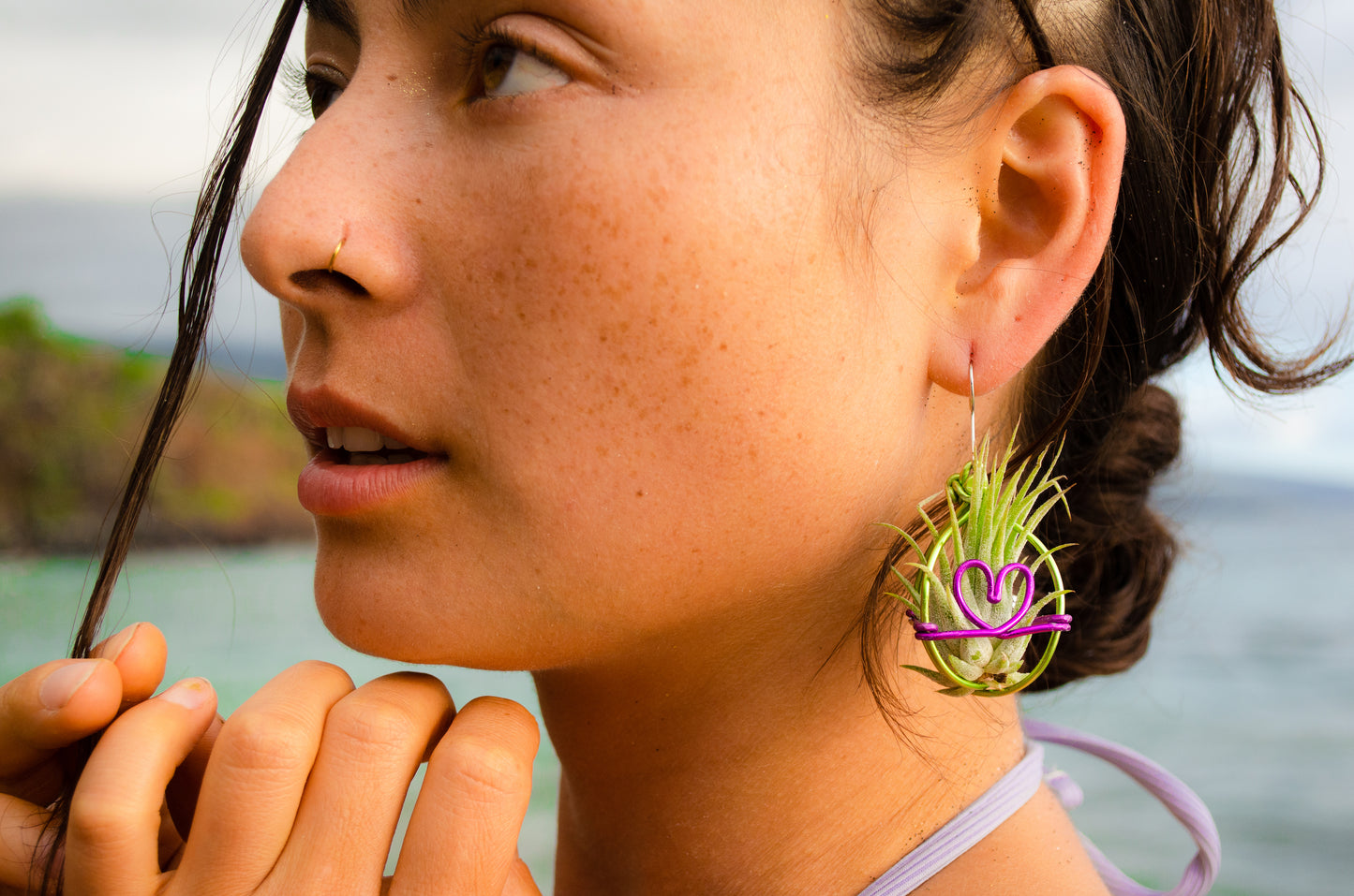 Heart Infinity Air Plant Orb Earrings ~ Heart and Infinity Wire Designs