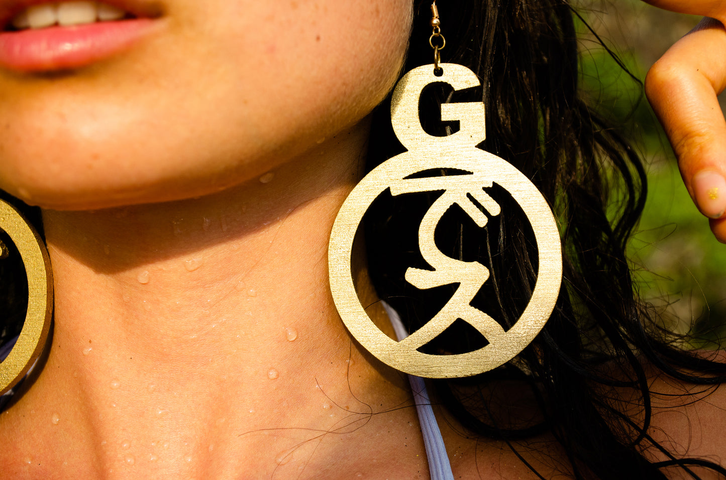 Goddess Ankanji Key Code Light Language Wooden Hoop Earrings