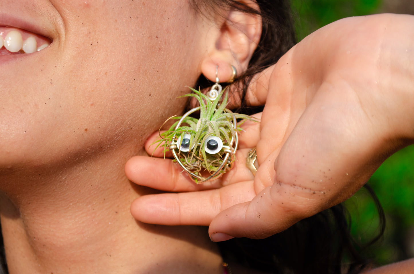 Kawaii Google Eyes Air Plant Character Earrings +Totoro Character Air Plant Earrings