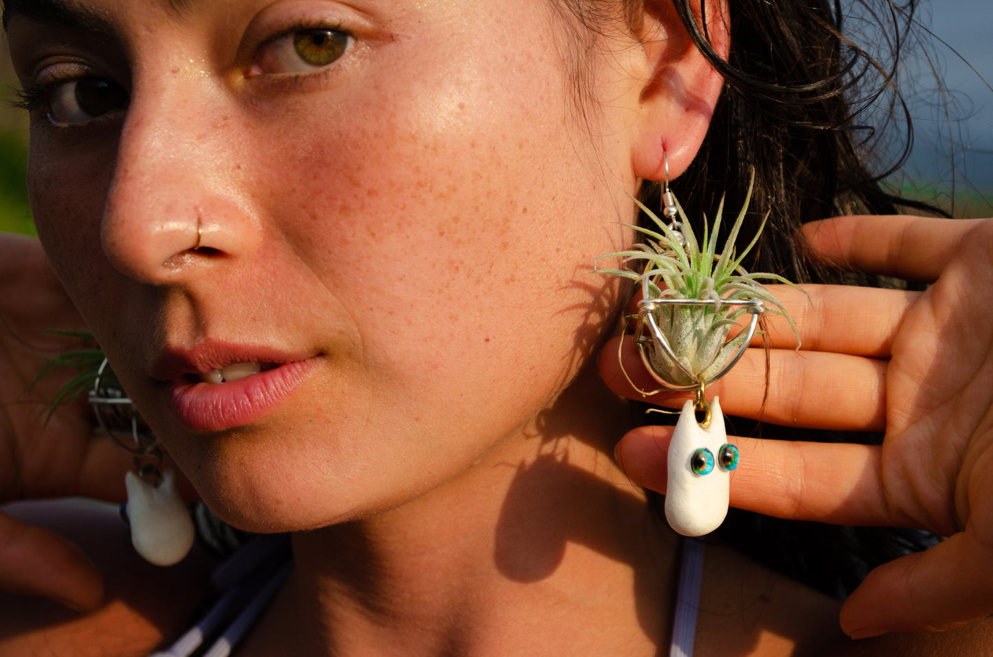 Kawaii Google Eyes Air Plant Character Earrings +Totoro Character Air Plant Earrings