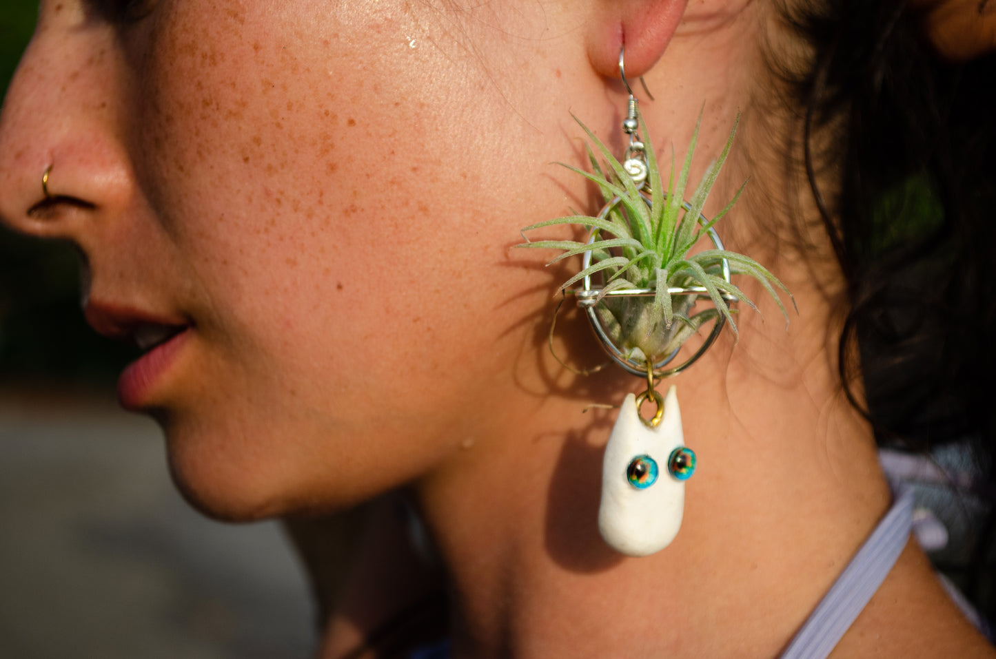 Kawaii Google Eyes Air Plant Character Earrings +Totoro Character Air Plant Earrings