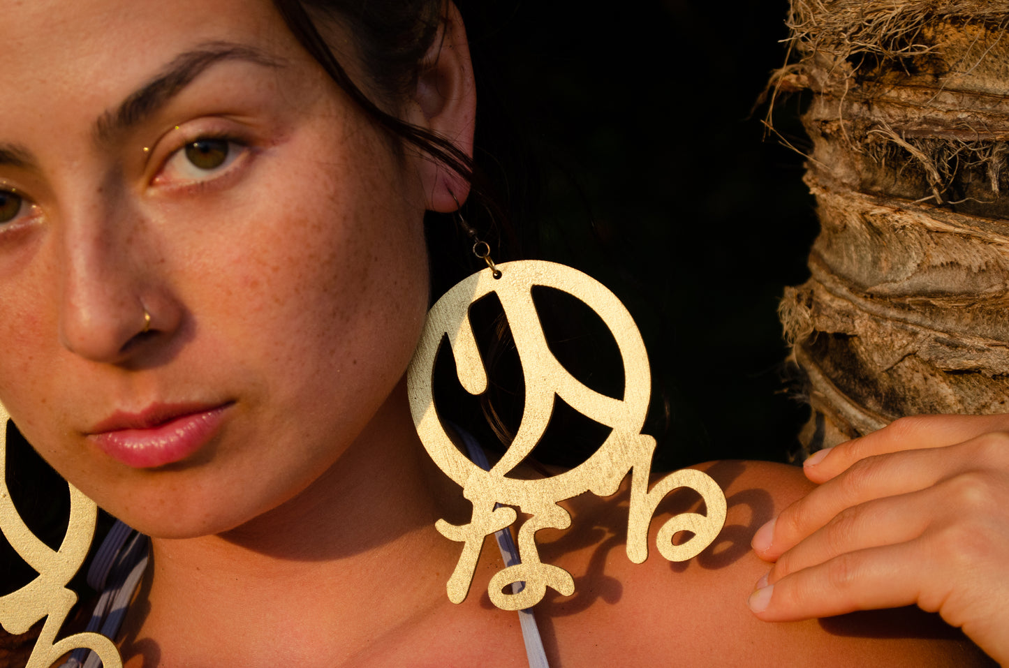 Key Code Light Language Wooden Hoop Earrings