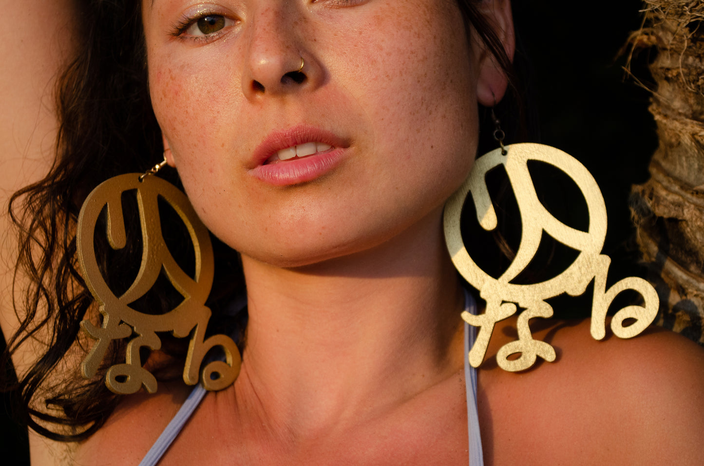 Key Code Light Language Wooden Hoop Earrings