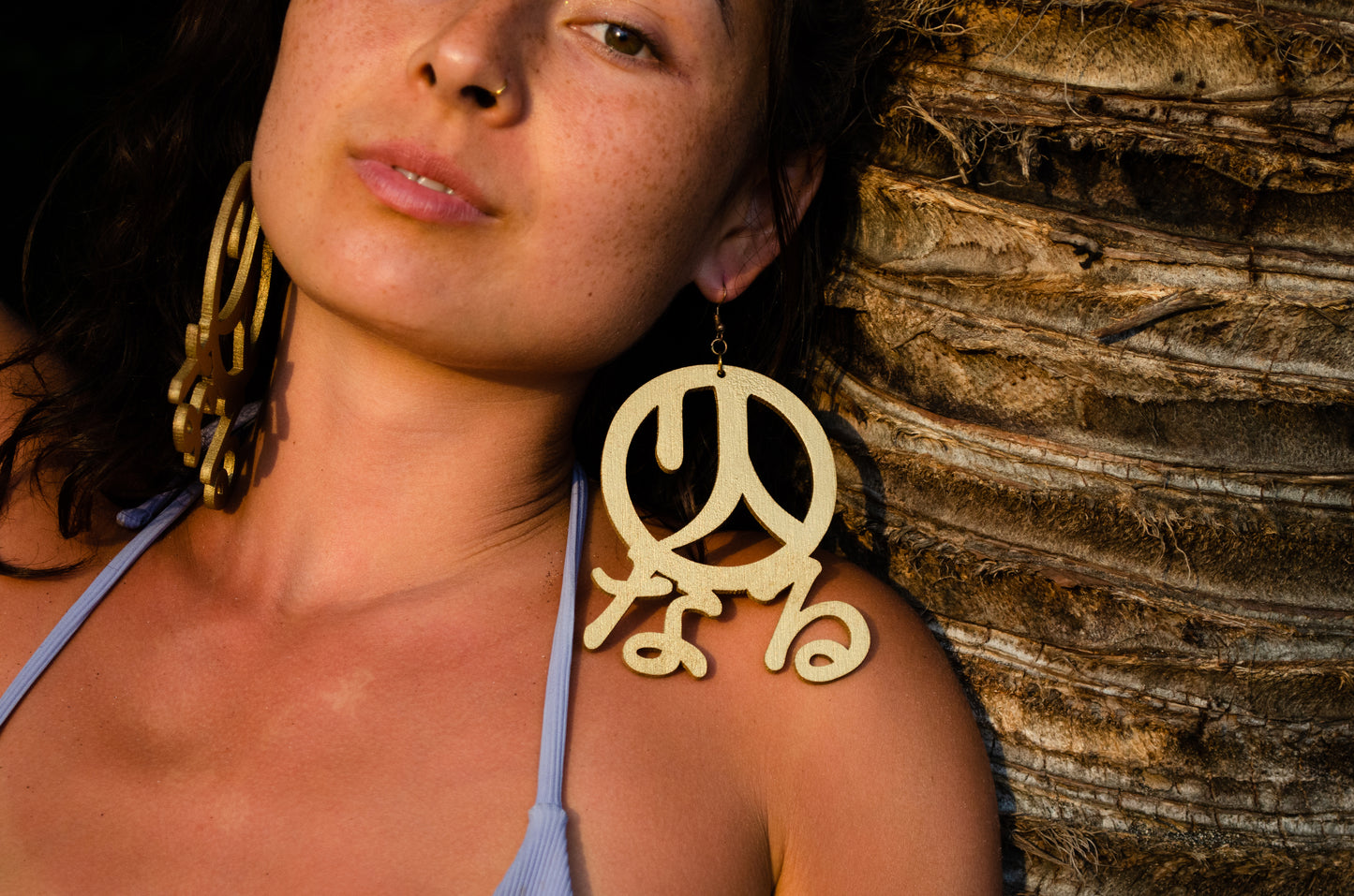 Key Code Light Language Wooden Hoop Earrings