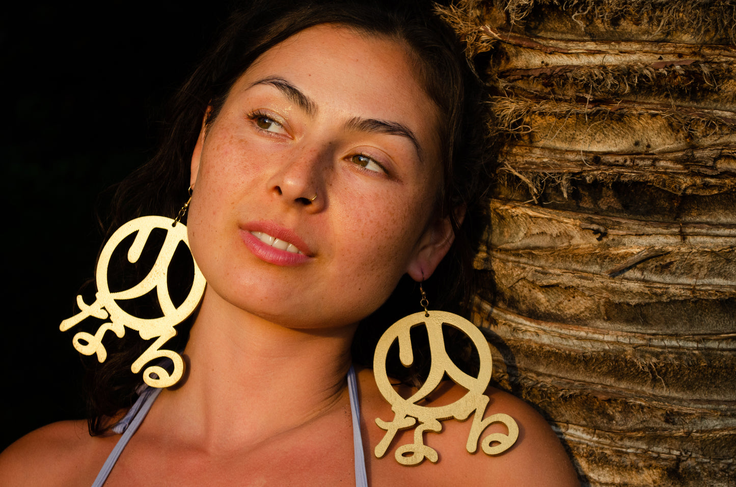 Key Code Light Language Wooden Hoop Earrings