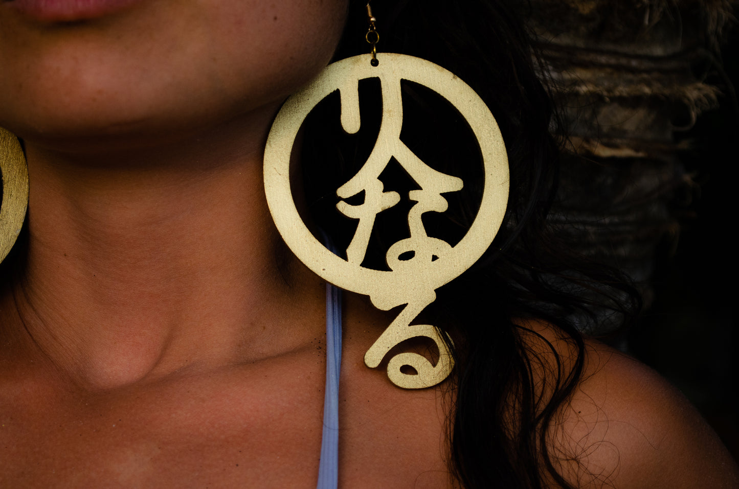 Key Code Light Language Wooden Hoop Earrings V2