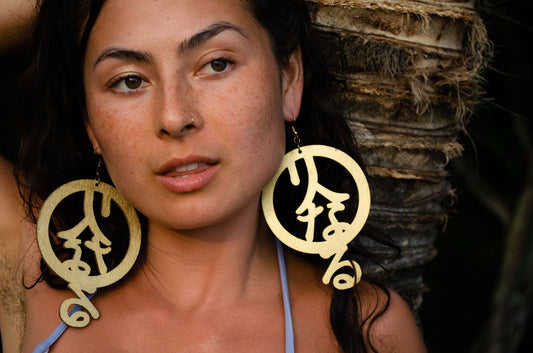 Key Code Light Language Wooden Hoop Earrings V2