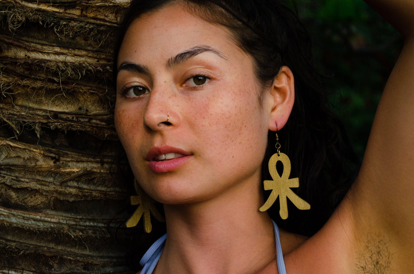 Om Lotus Key Code Light Language Wooden Hoop Earrings