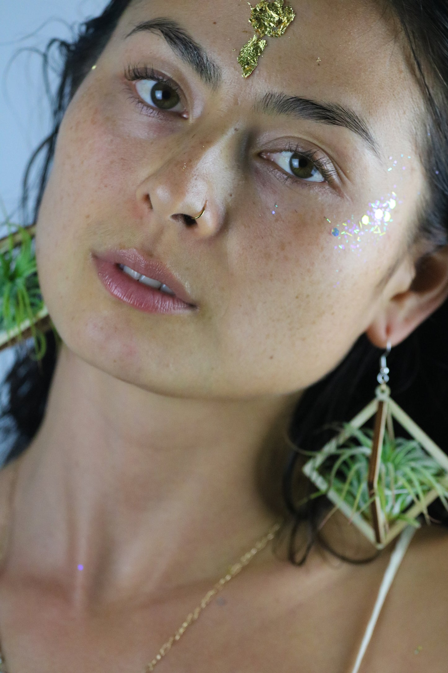 Lasercut Wooden Octahedron Air Plant Earrings ~ Japanese Tsugite Technique