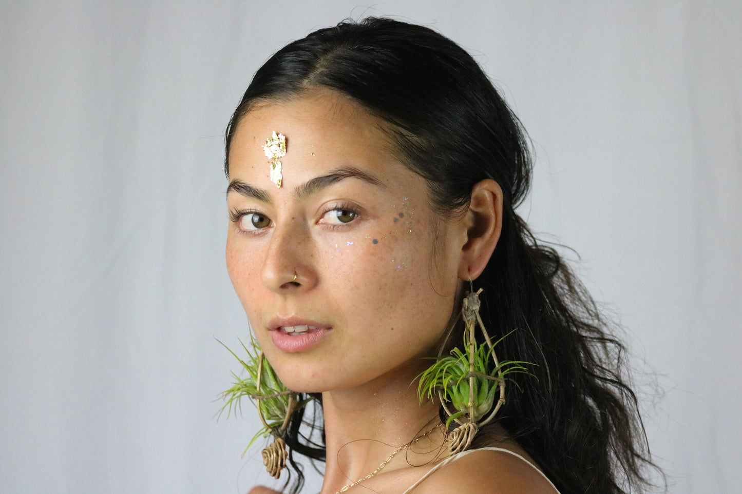 Bamboo Air Plant Orb Earrings