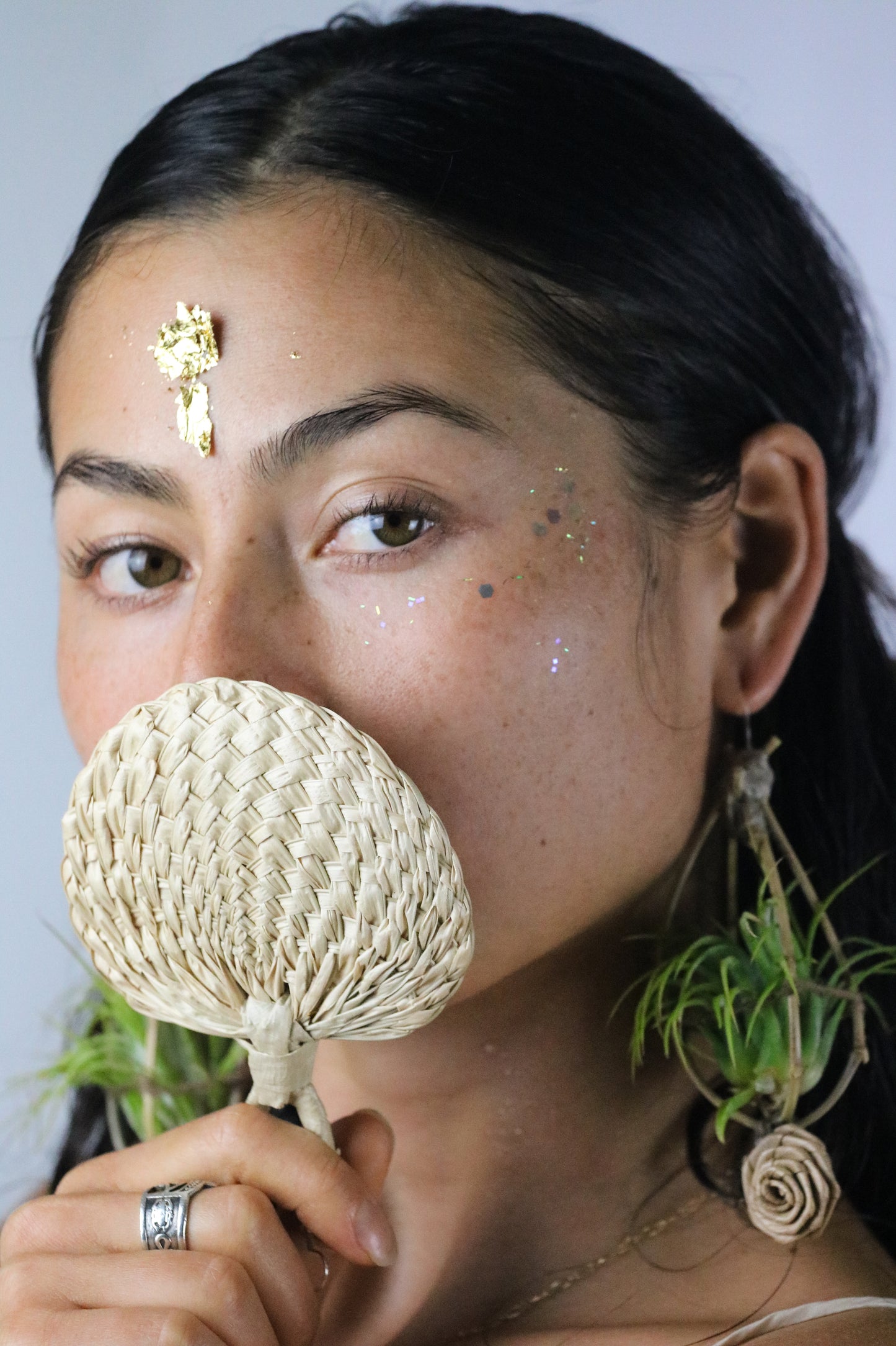 Bamboo Air Plant Orb Earrings