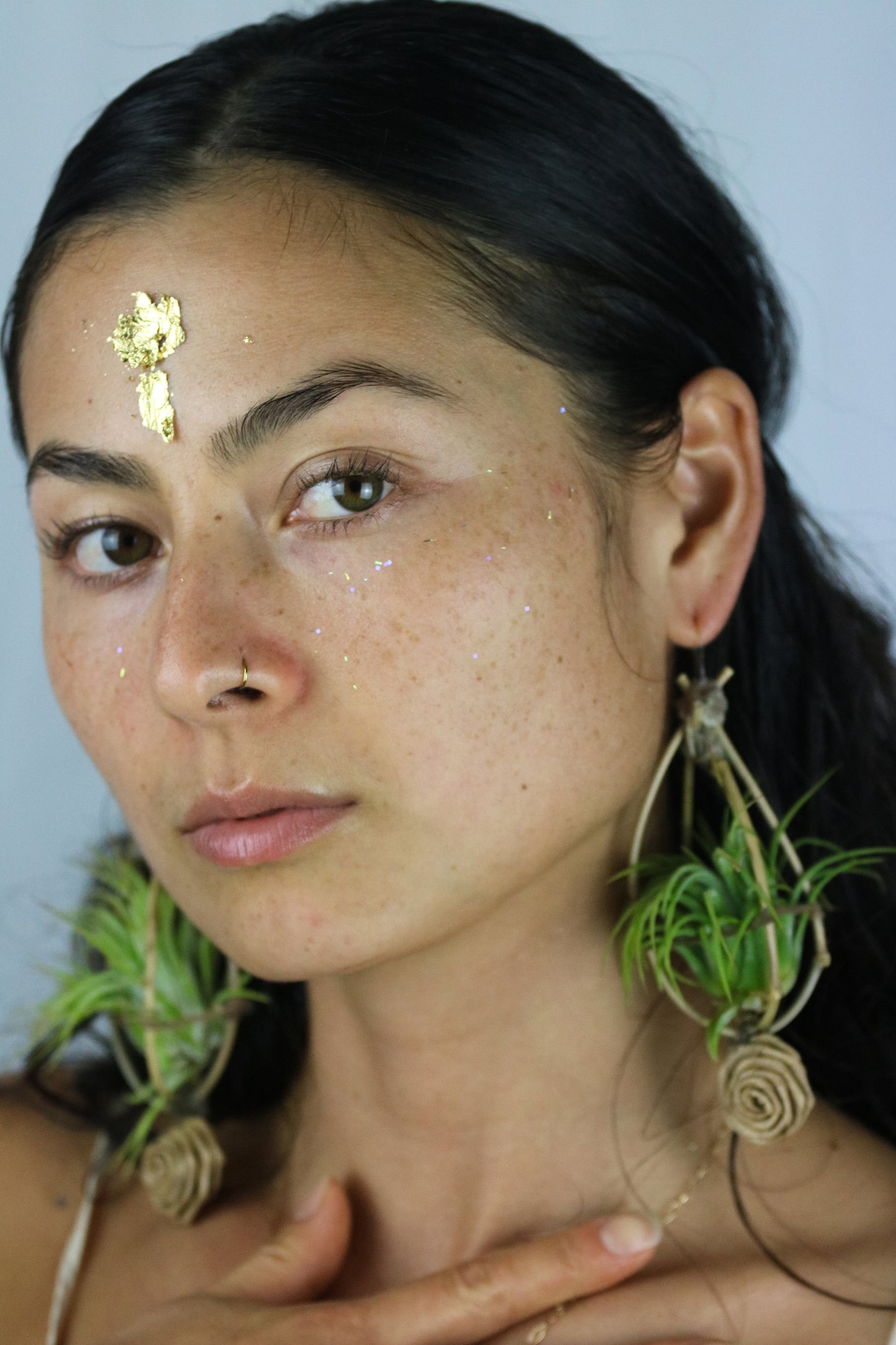 Bamboo Air Plant Orb Earrings