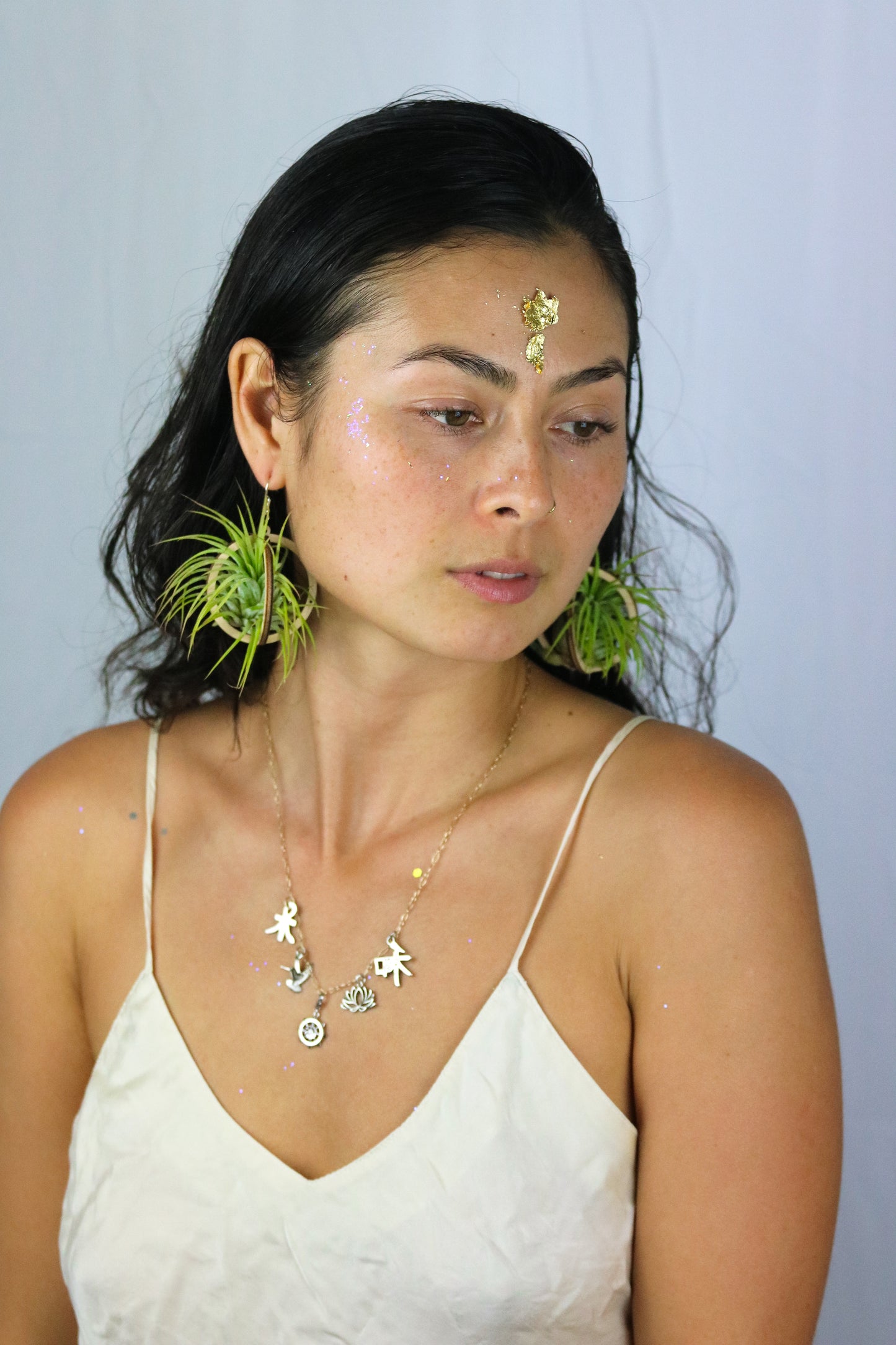 Lasercut Wooden Air Plant Orb Earrings ~ Japanese Tsugite Technique