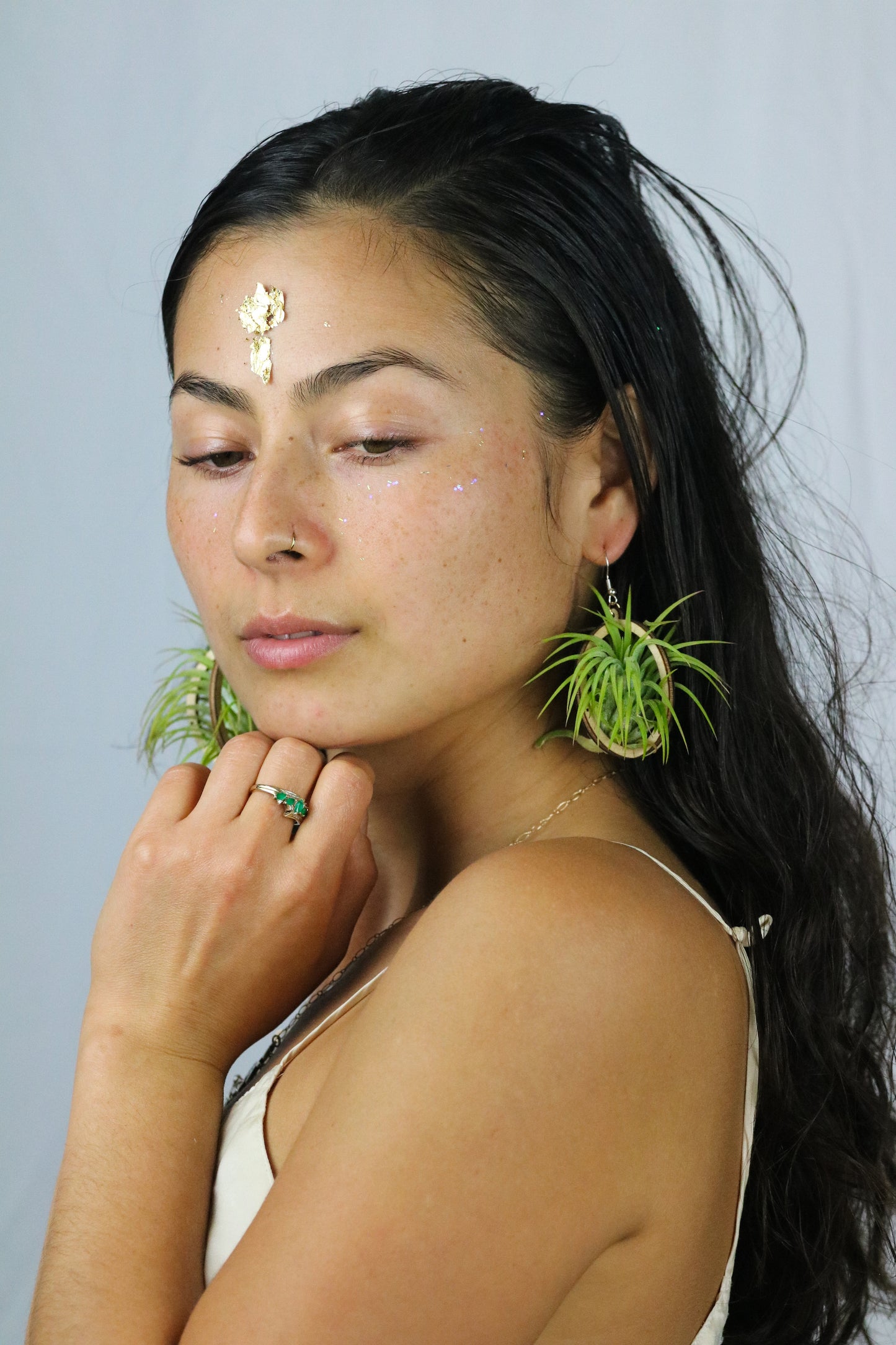Lasercut Wooden Air Plant Orb Earrings ~ Japanese Tsugite Technique