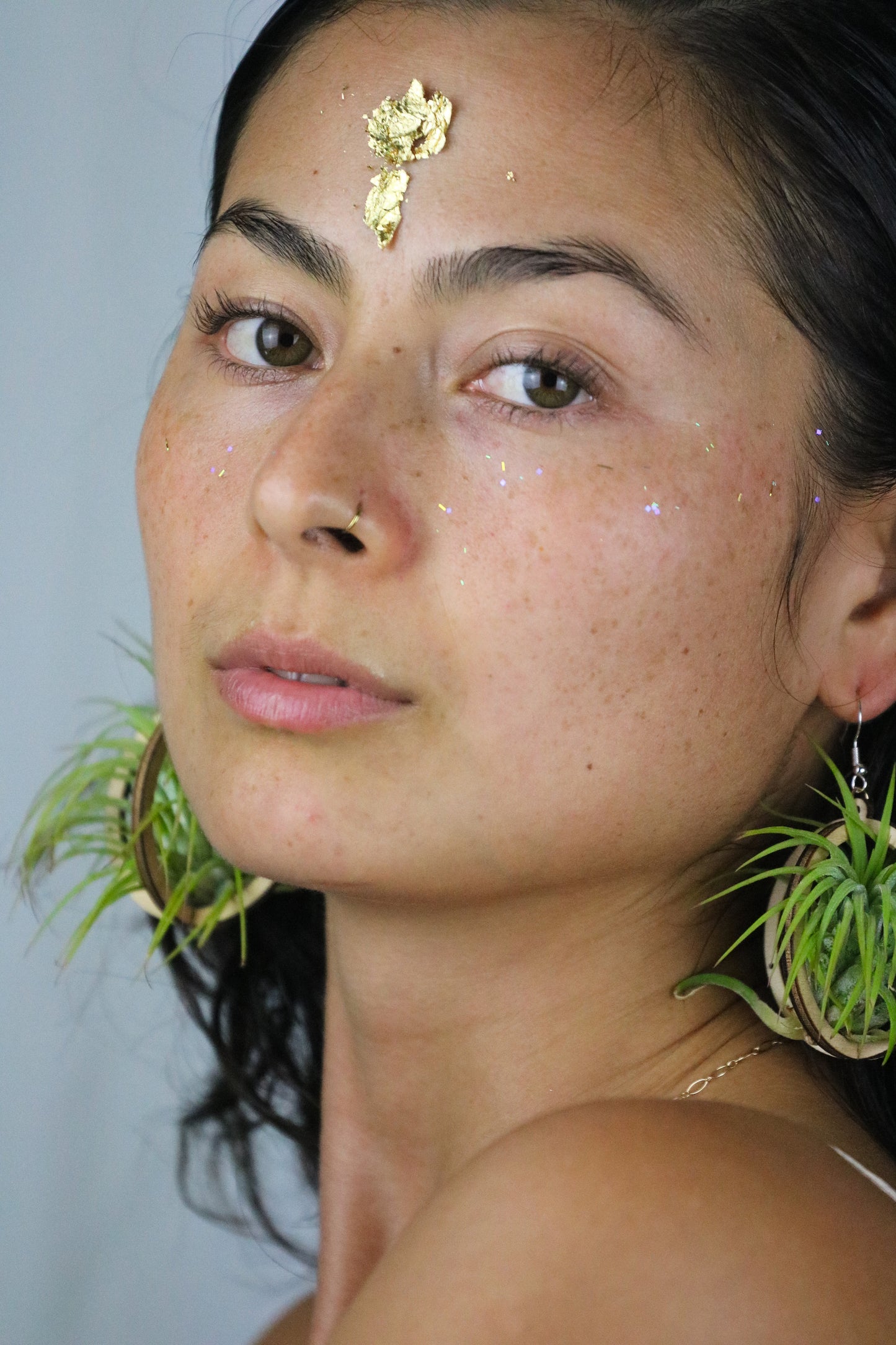 Lasercut Wooden Air Plant Orb Earrings ~ Japanese Tsugite Technique