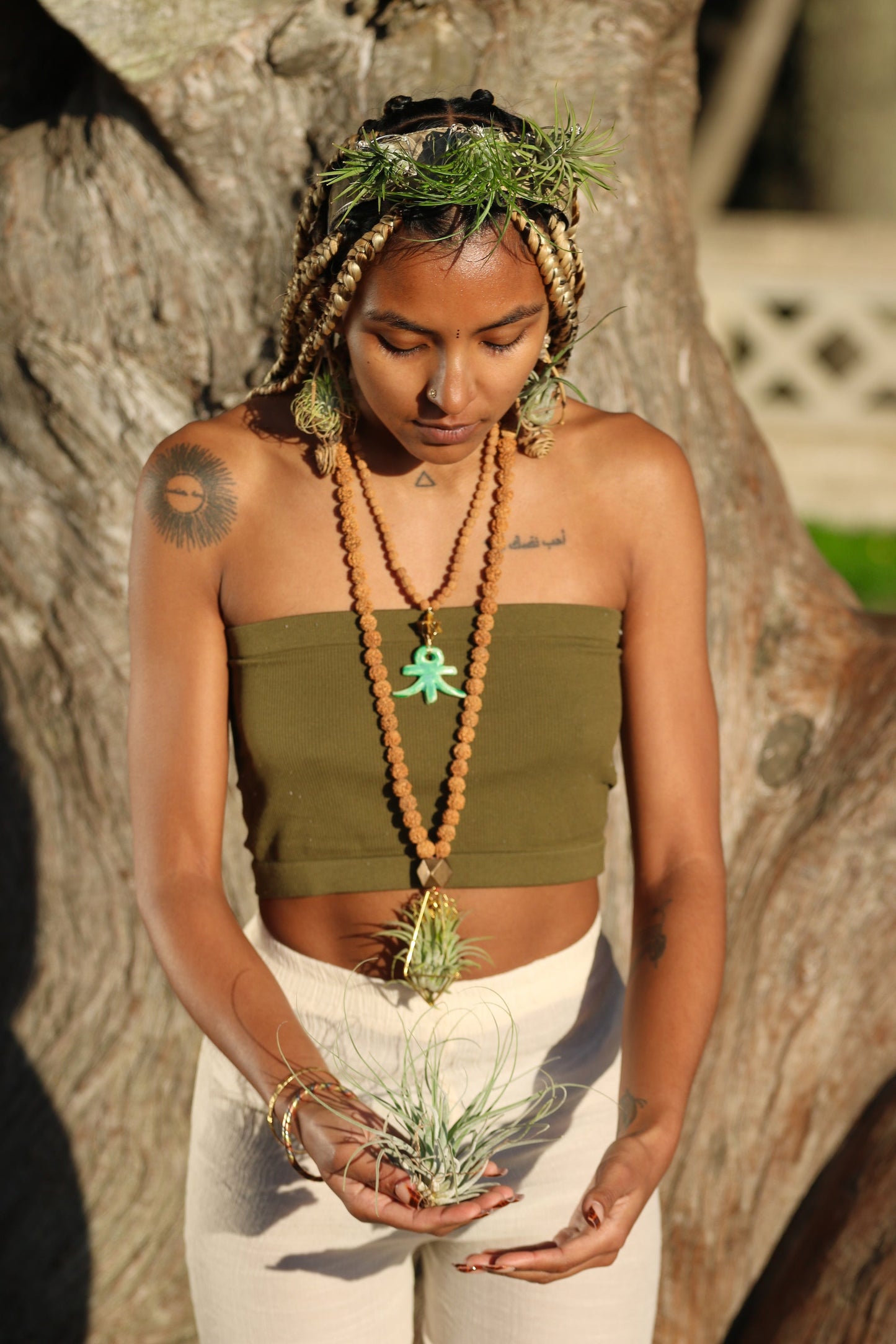 Rudraksha Monk Prayer Bead Air Plant Necklace