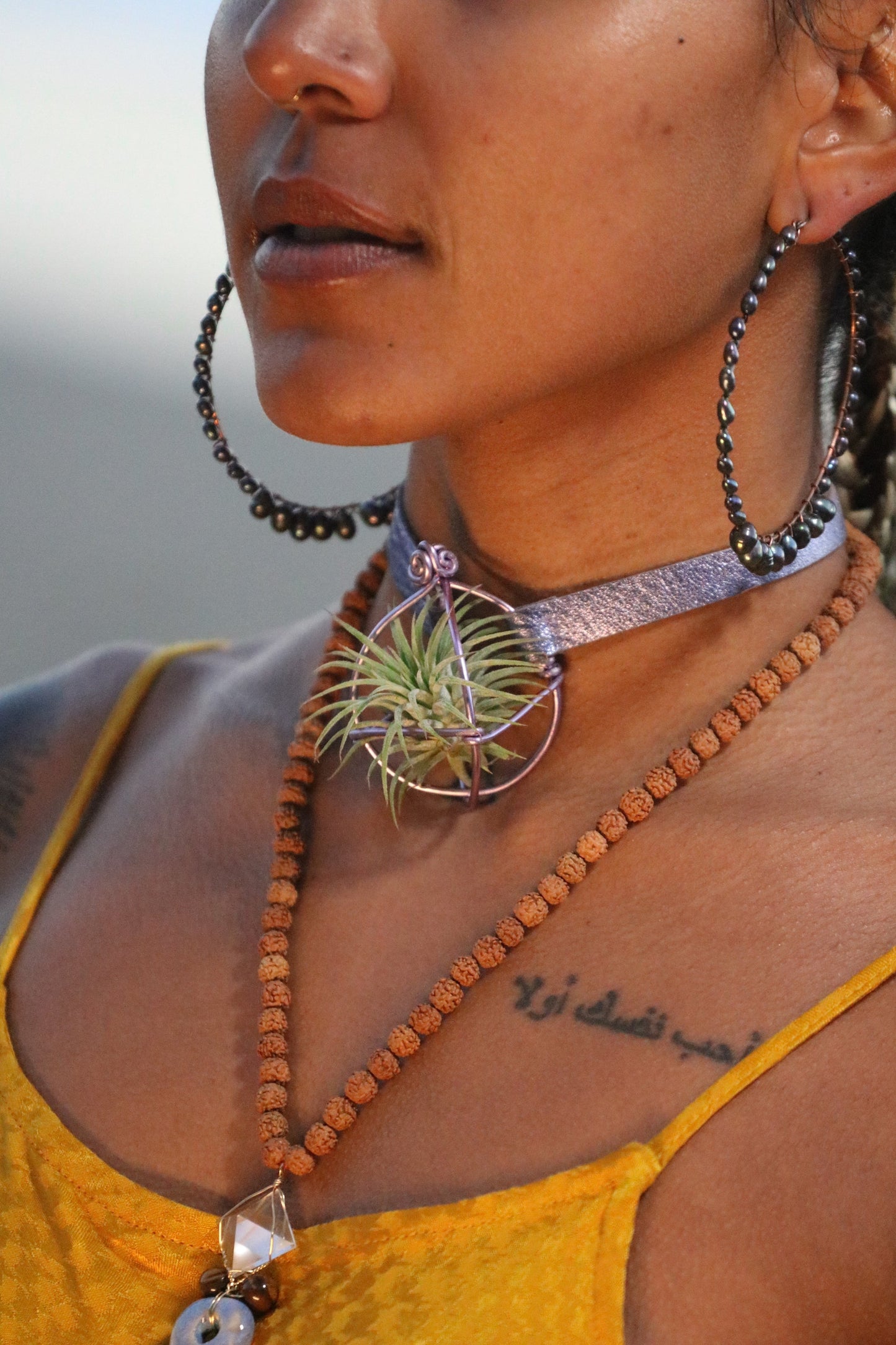Air Plant Choker Pendant  ~  Fruity Chokers + Earrings Set (Cherry, Grape, Banana, Watermelon, Strawberry)))